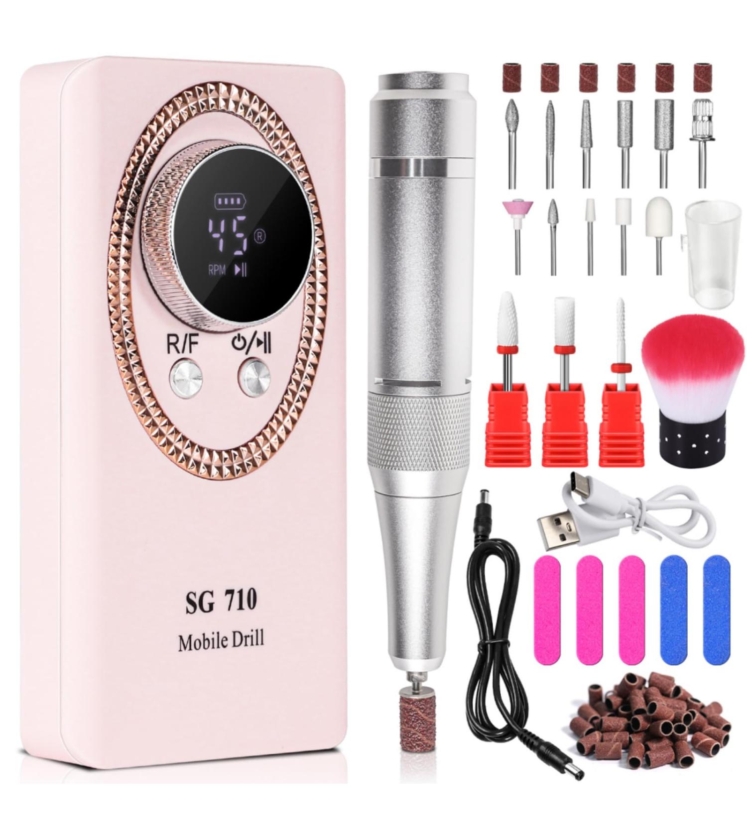 LimeGirl Electric Nail Drill - Professional Acrylic Nail Kit Portable 13-in-1 Polishing Set 45000RPM - 2024 Upgrade (Pink) | Ship Internationally - Buy Online on GoSupps.com