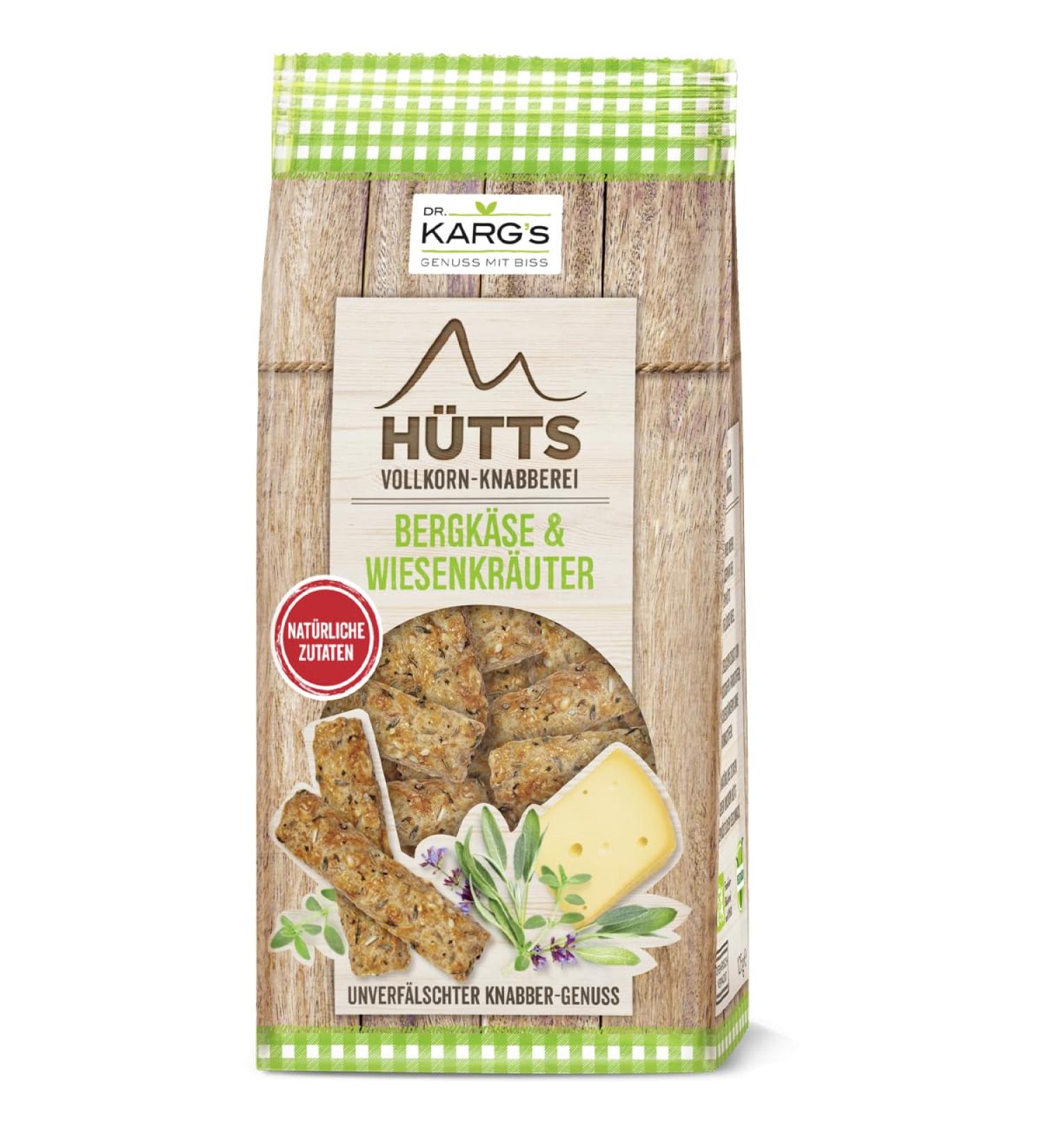 Buy Dr. Karg's Huts Wholesale Nibbing Mountain Cheese & Herb Crispy Biscuits - 12x125g Vegetarian Wholemeal Snacks Oven-Baked No Additives - Buy Online on GoSupps.com