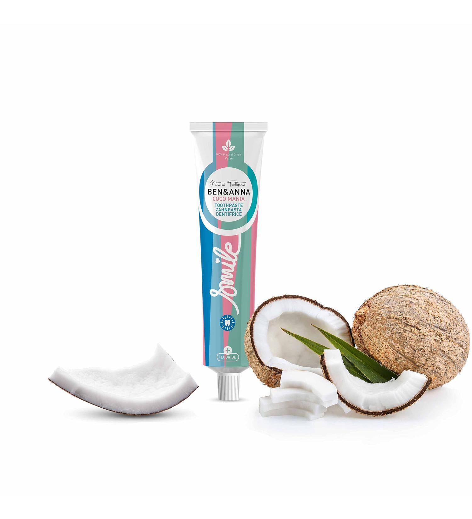 Ben&Anna Organic Toothpaste Coco Mania 75ml | Vegan Fluoride & Microplastic-Free | 100% Natural Cosmetics for International Shipping - Buy Online on GoSupps.com