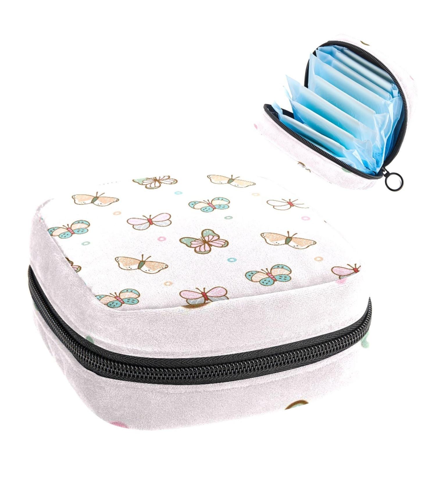 Portable Butterfly Print Sanitary Napkin Storage Bag for Women - Multicolor Period Pouch - Buy Online on GoSupps.com