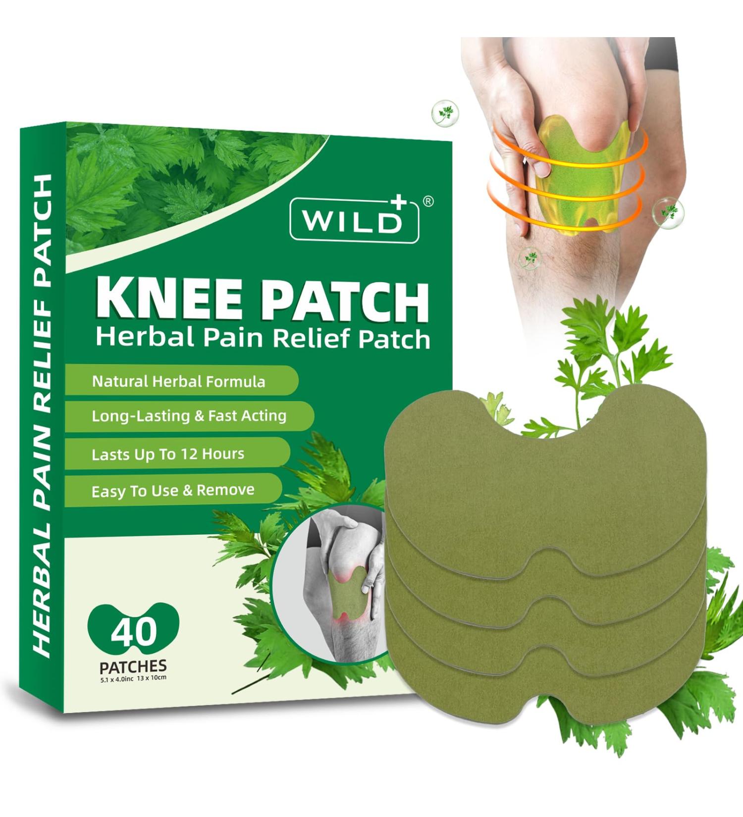 WILD+ Knee Pain Relief Patches 40PCS - Natural Herbal Heat Pads for Arthritis, Neck, Shoulder, Back, Joint Pain - Muscle Soreness Relief Patch - Buy Online on GoSupps.com