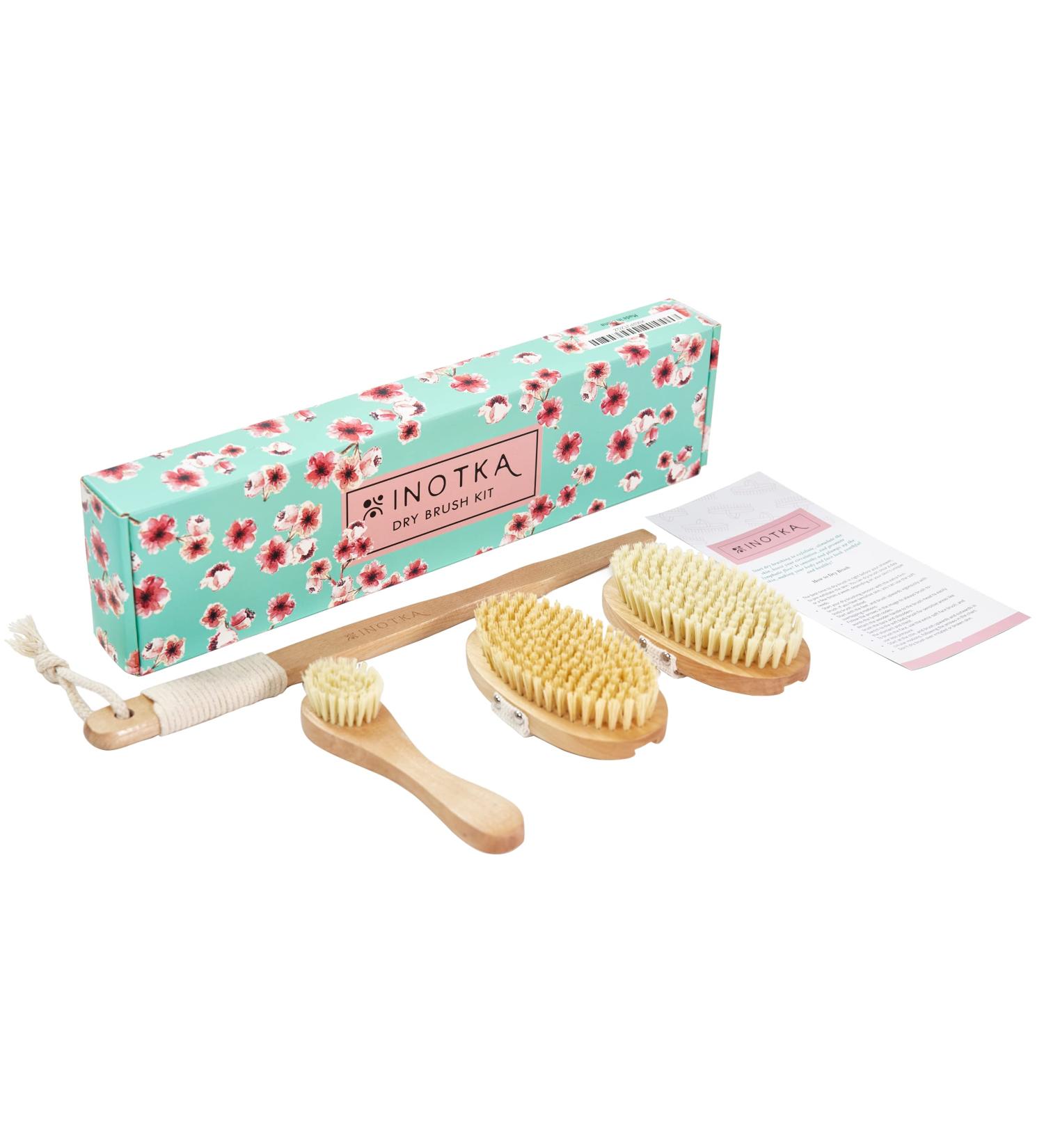 Vegan Dry Brush Set for Cellulite & Lymphatic Drainage - Natural Cactus Bristles - Body & Face Brushing - 4 Piece - Buy Online on GoSupps.com