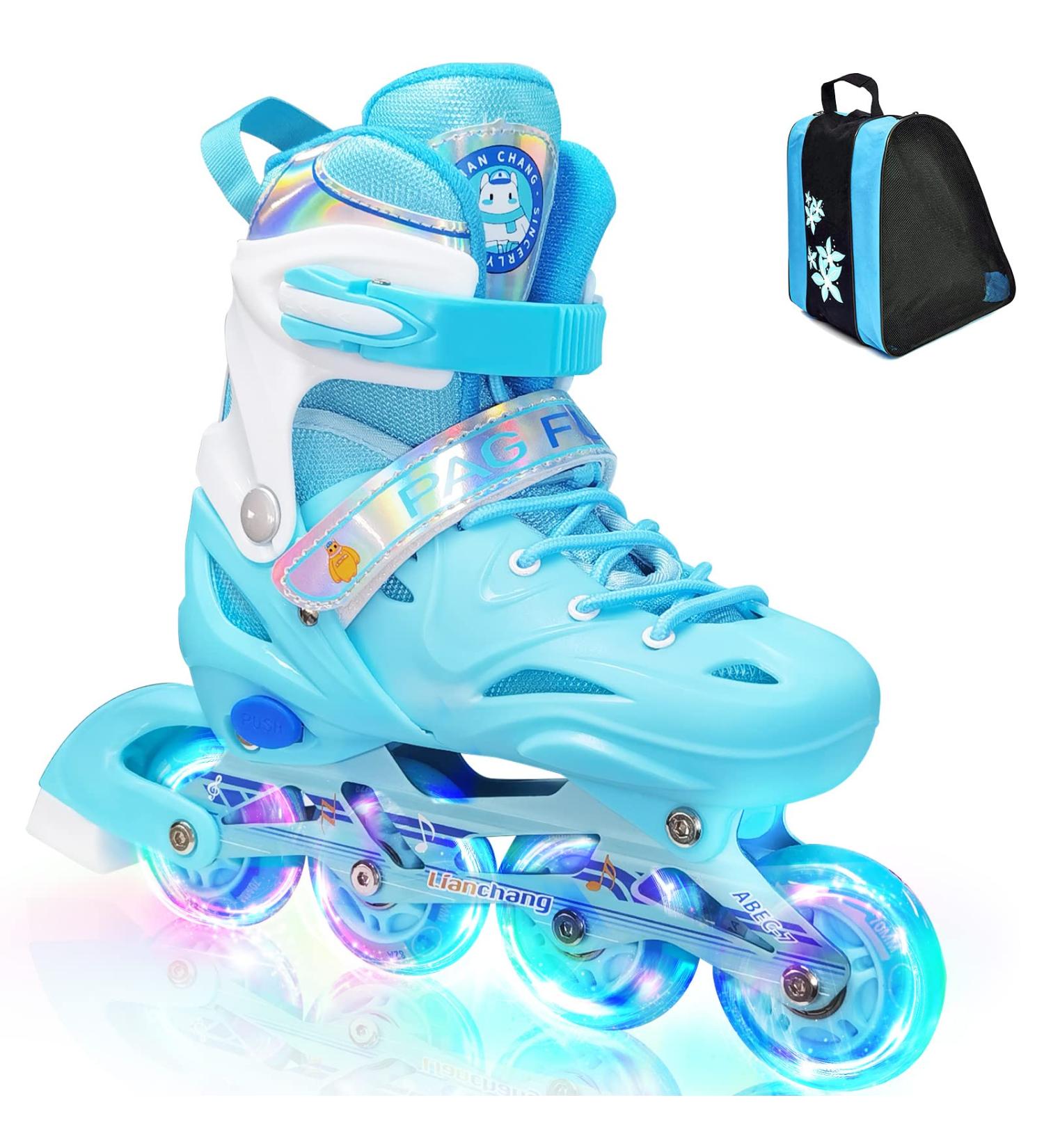 Adjustable Inline Skates for Boys Girls  Roller Single Flash Blades Skates for Kids Women Men Size Beginners Outdoor and Indoor Blue new Medium - Buy Online on GoSupps.com