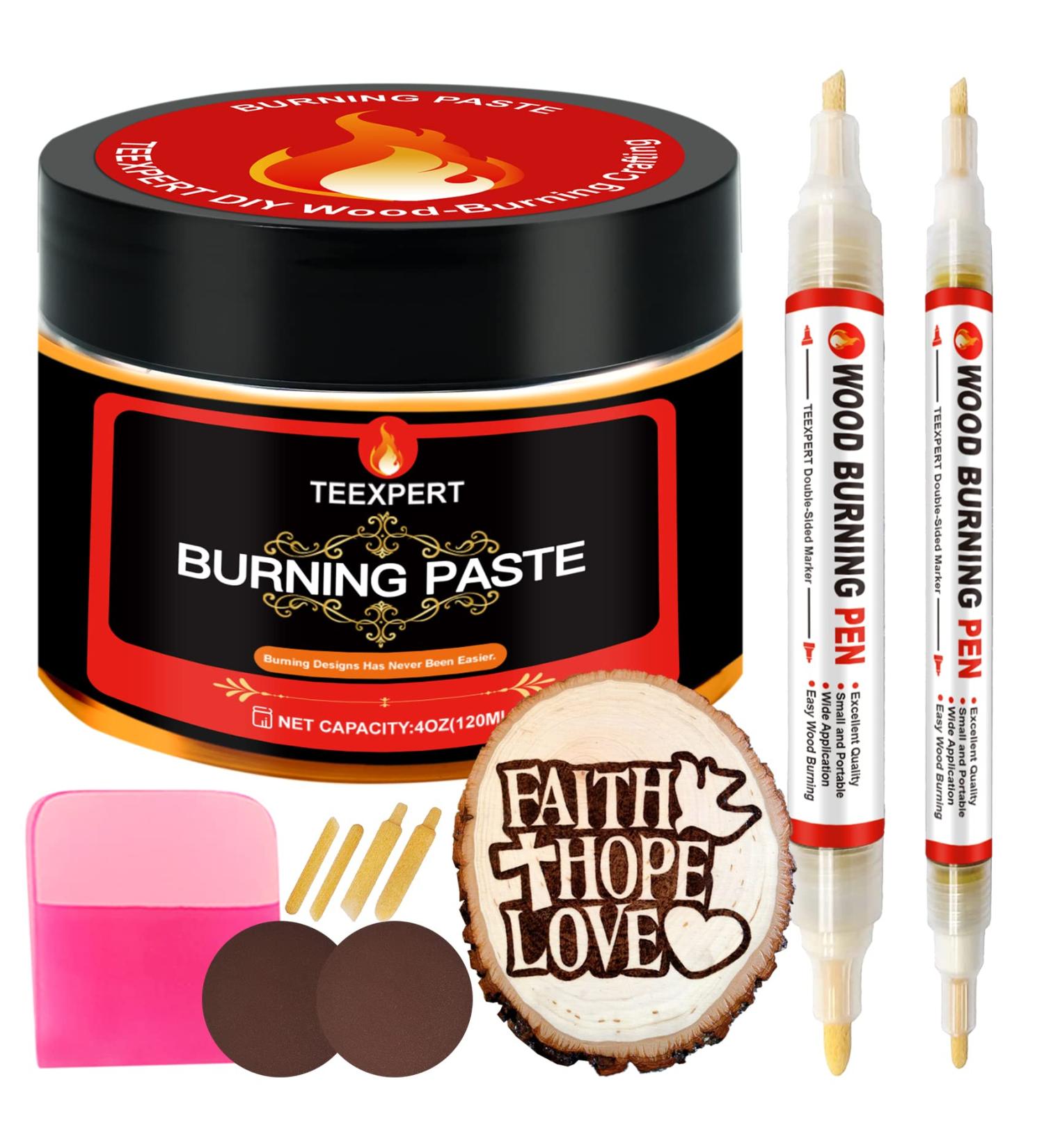 Teexpert Wood Burning Gel Pen Kit - 4OZ Paste with Scorch Pens & Tips for DIY Wood Crafts - Buy Online on GoSupps.com