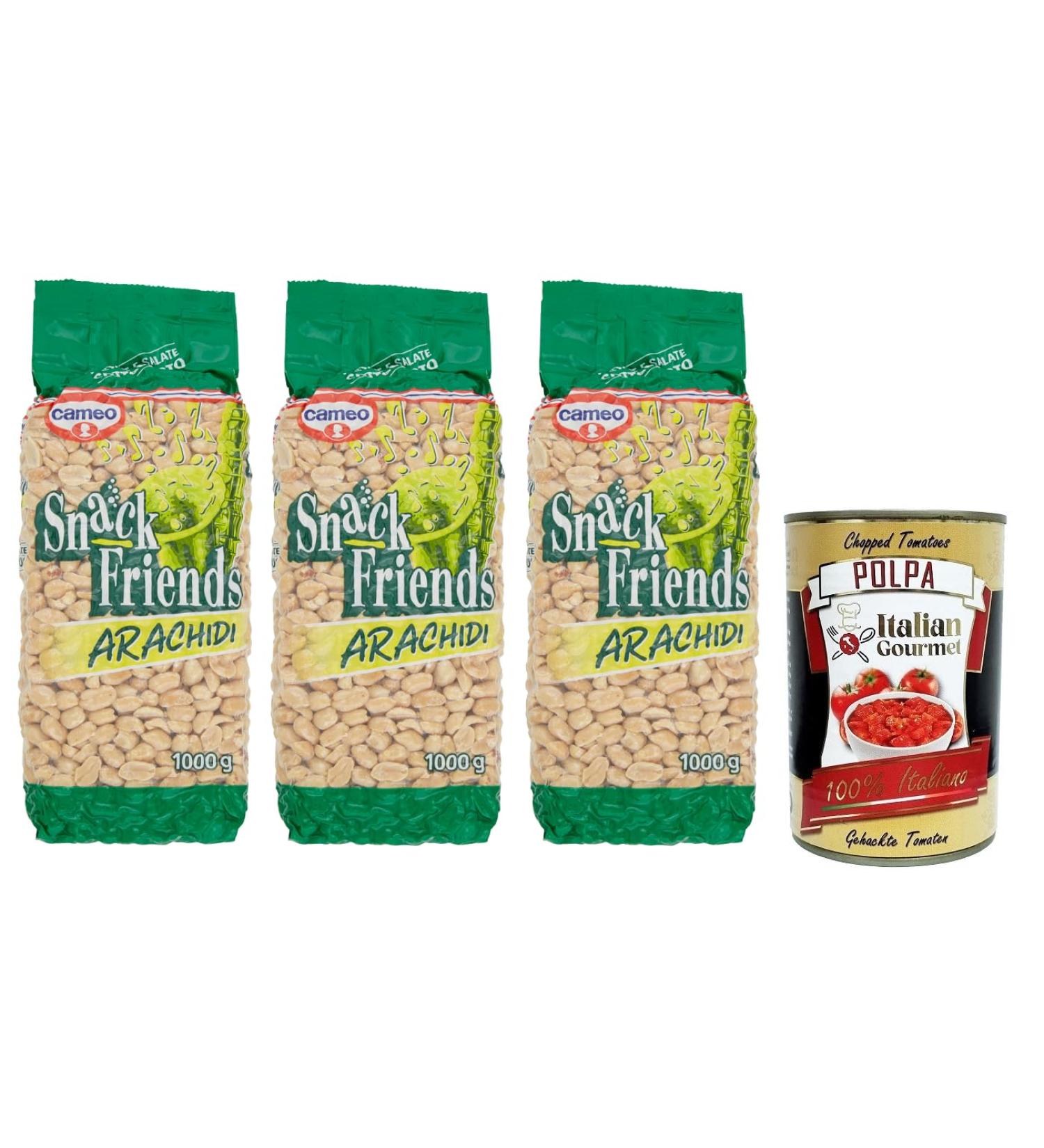  Italian Gourmet E.R. Cameo Snack Friends Peanuts Pack of 3 x 400g boxes for roasted and salted peanuts 1kg - Buy Online on GoSupps.com