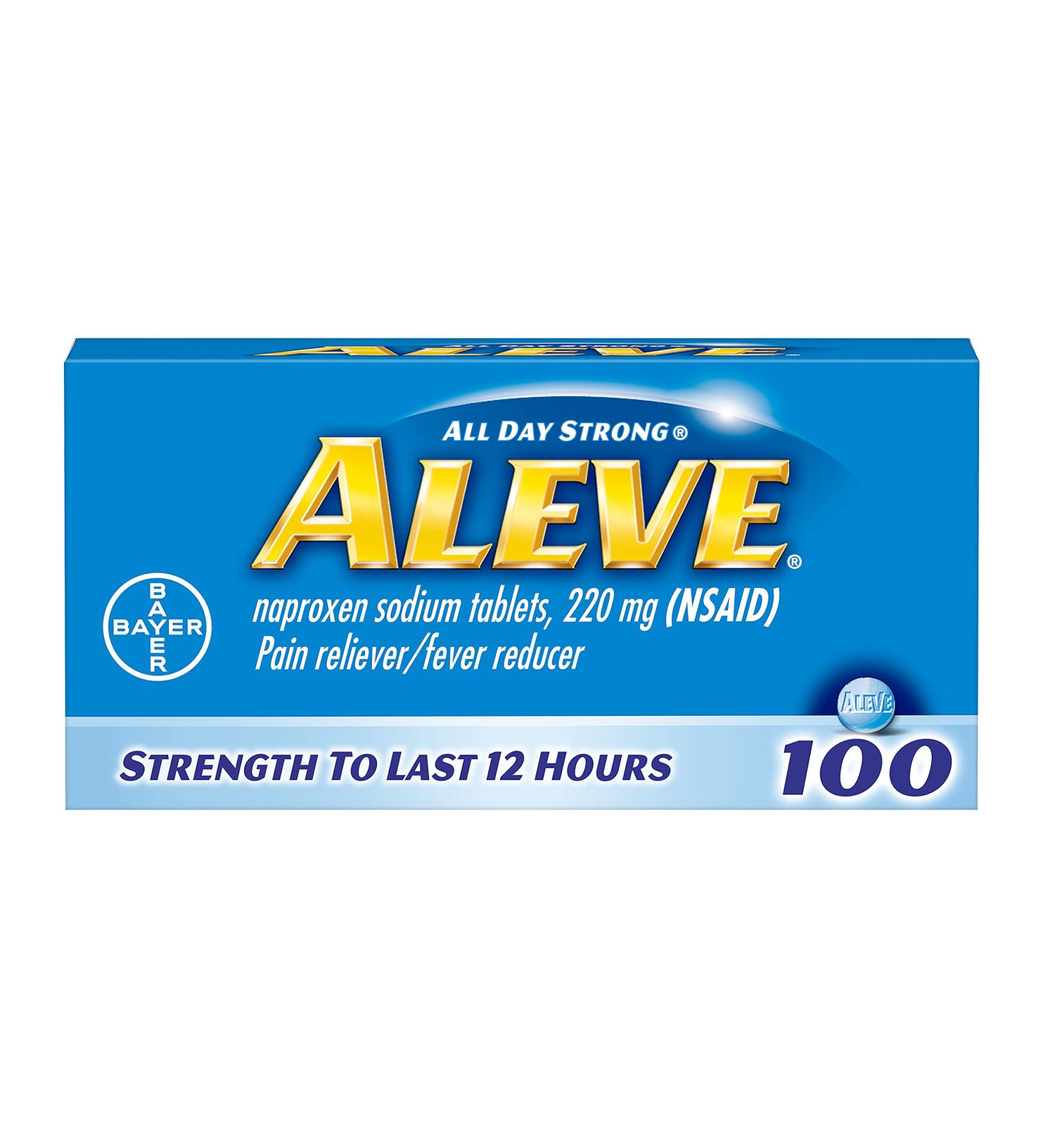 2 Pack Aleve Pain Reliever/Fever Reducer Tablets - 100 ea per Bottle - Buy Online on GoSupps.com
