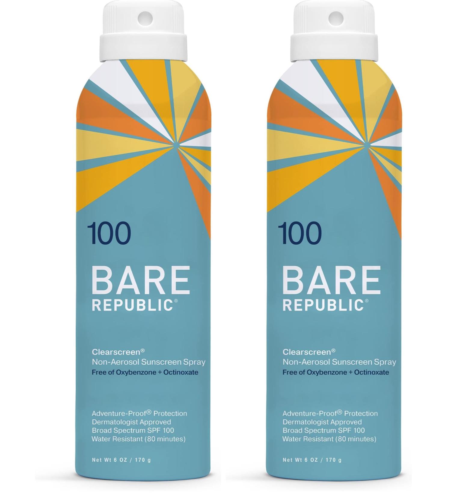 Bare Republic Clearscreen Sunscreen SPF 100 Sunblock Spray Water Resistant with an Invisible Finish 6 Fl Oz (Pack of 2) - Buy Online on GoSupps.com