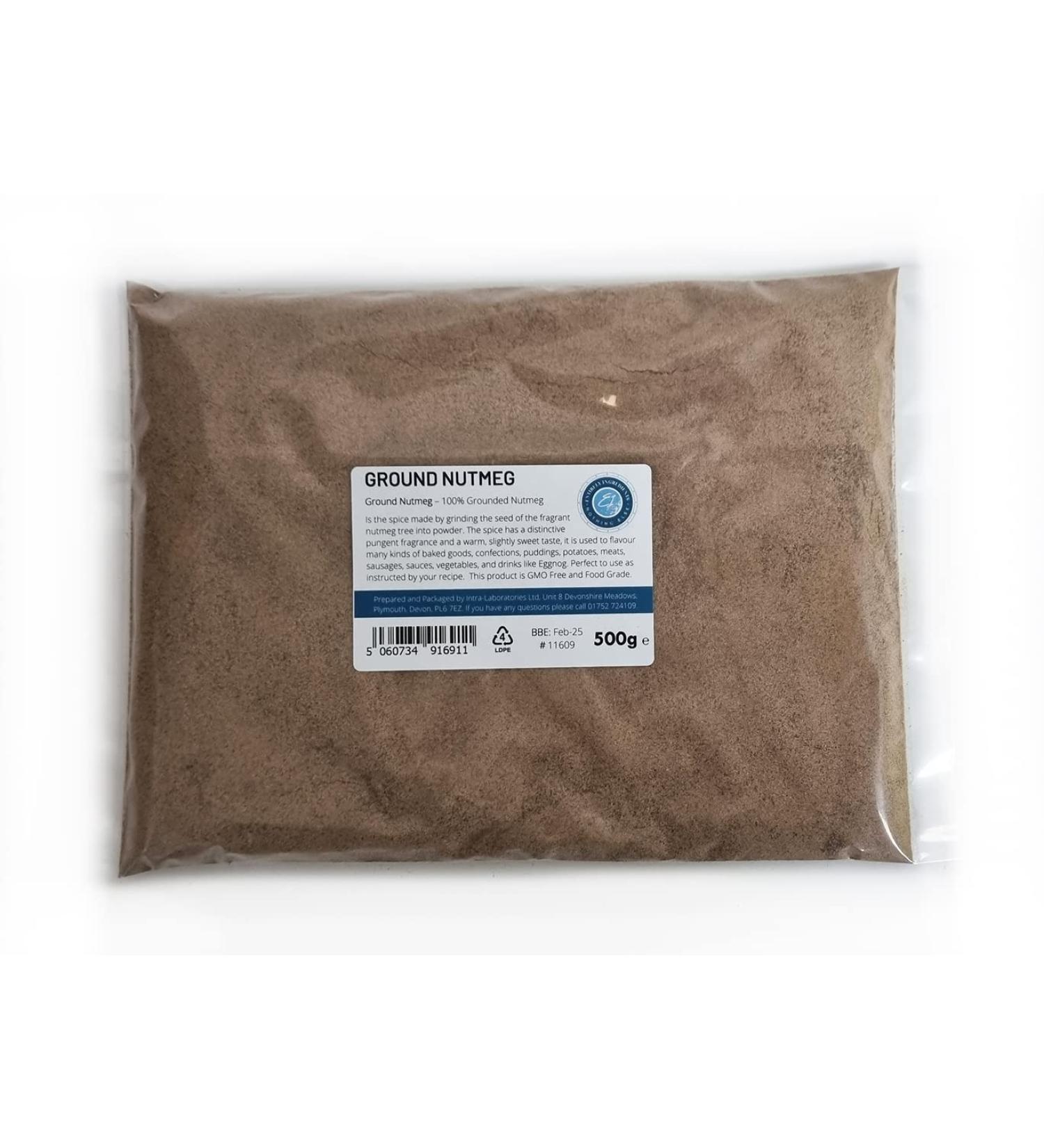 Premium Quality 500g Ground Nutmeg - 100% Pure Ingredients - Food Grade Certified - Buy Online on GoSupps.com