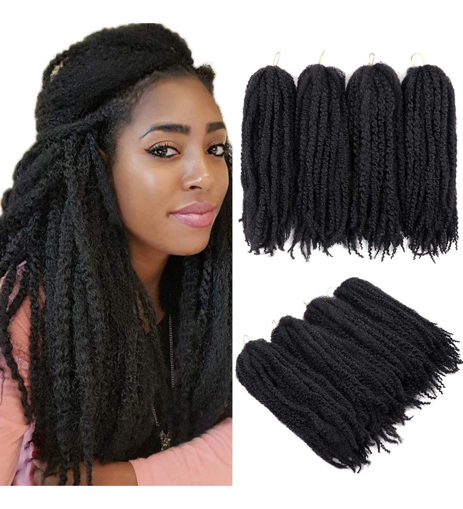 4 Packs Afro Kinky Braiding Hair Extensions - 20 Inch Black Synthetic Twist Crochet Braids - Buy Online on GoSupps.com