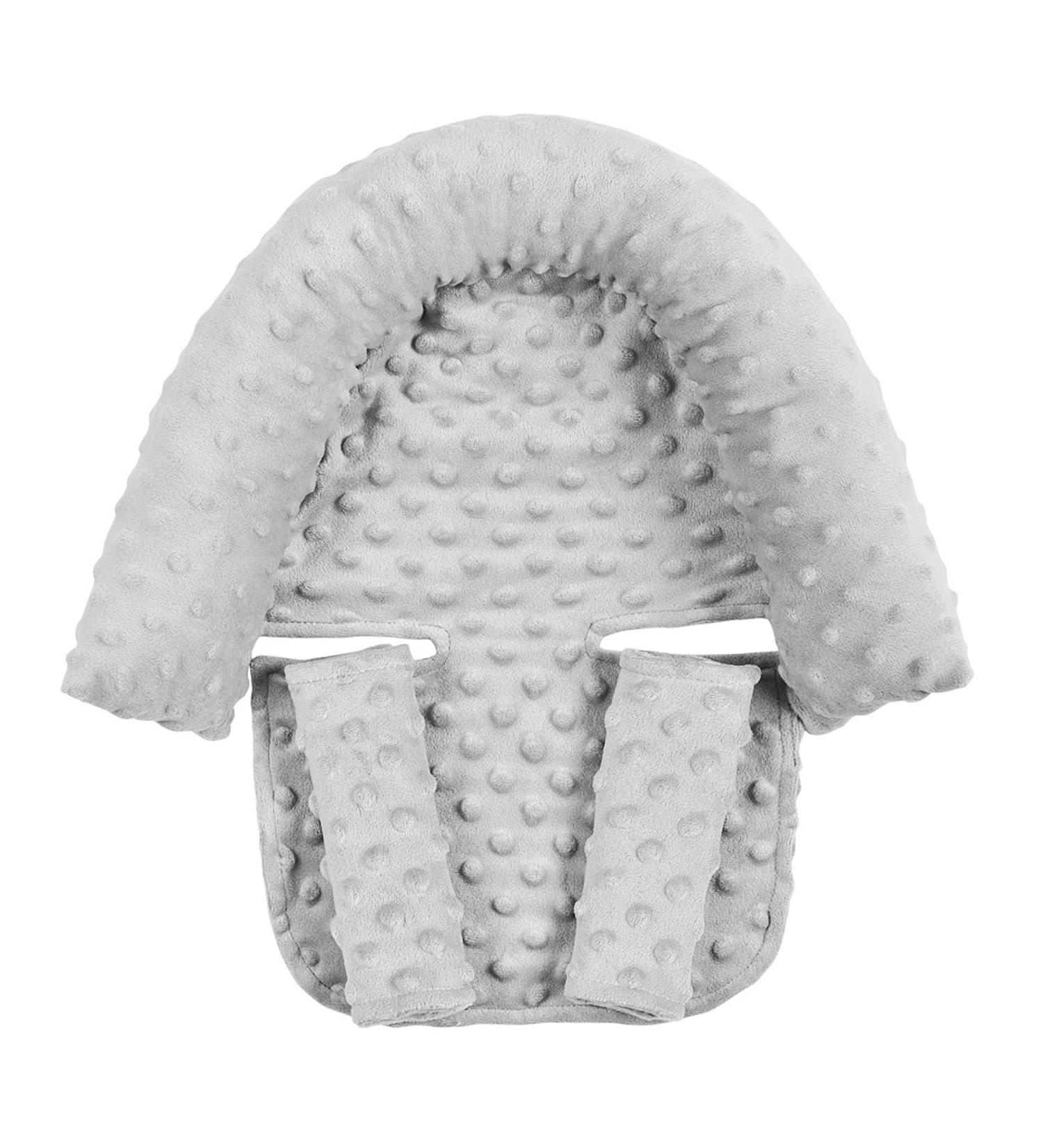 Baby Head Neck Support Pillow & Strap Covers - Grey | Infant Newborn Car Seat Headrest & Seat Belt Cushion for Pushchair Stroller - Buy Online on GoSupps.com