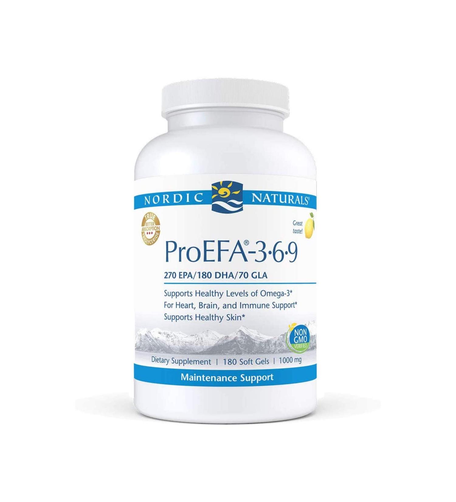 Nordic Naturals ProEFA 3-6-9 Lemon 1000 mg - 180 Softgels for Omega Fatty Acids - Buy Online on GoSupps.com