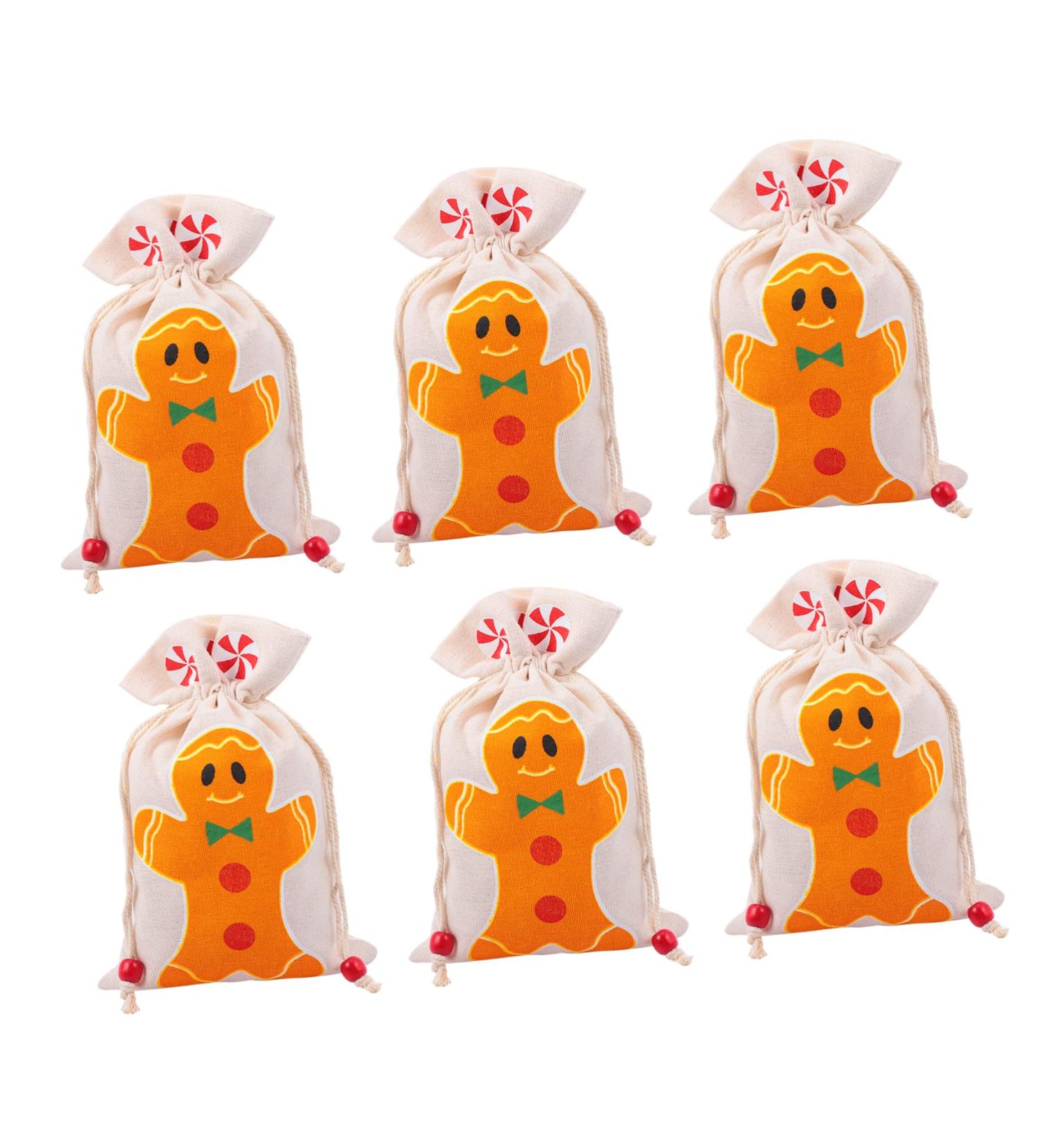 Healvian 6pcs Adorable Bags Portable Christmas Sweets Pouches Printed Draw Ginger Kids Candy Man 15x23cm Assorted Color - Buy Online on GoSupps.com
