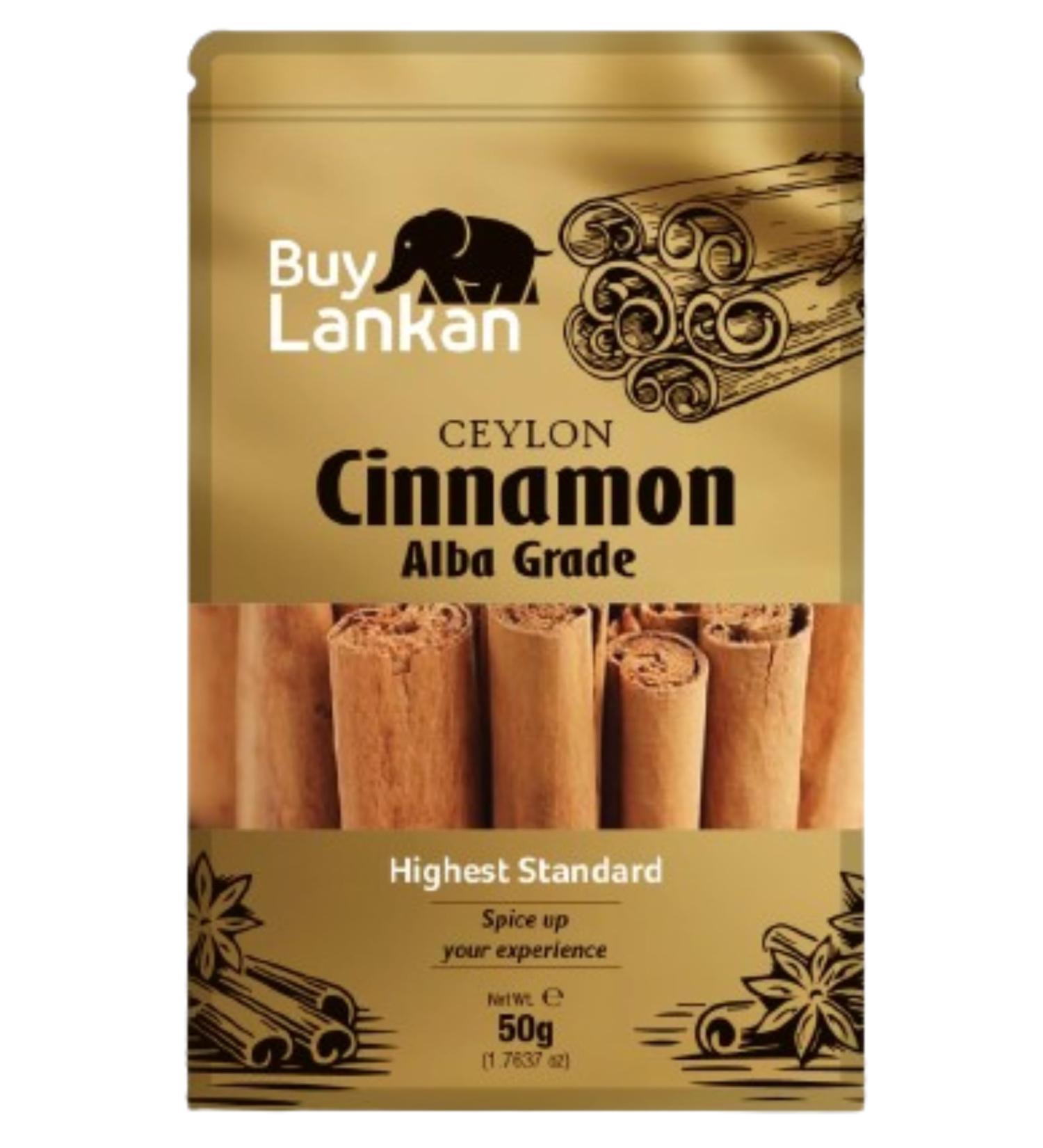 Cinnamon Sticks 50g Alba Grade Premium Quality 100% Natural Ceylon Cinnamon Product from Sri Lanka - Buy Online on GoSupps.com