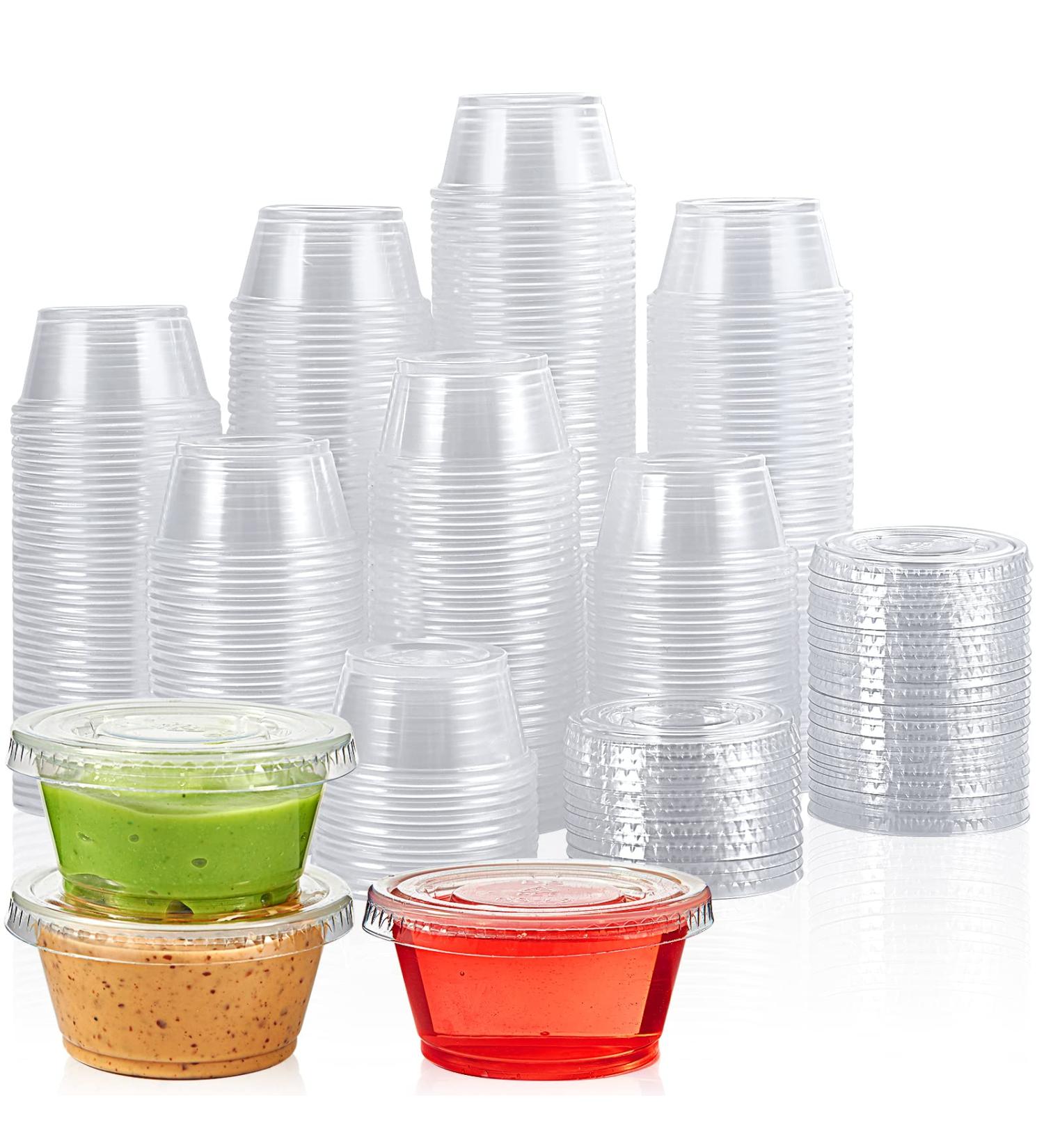 200 Sets 2 oz Disposable Plastic Portion Cups with Lids for Sauces, Jello Shots, and Souffles - Buy Online on GoSupps.com