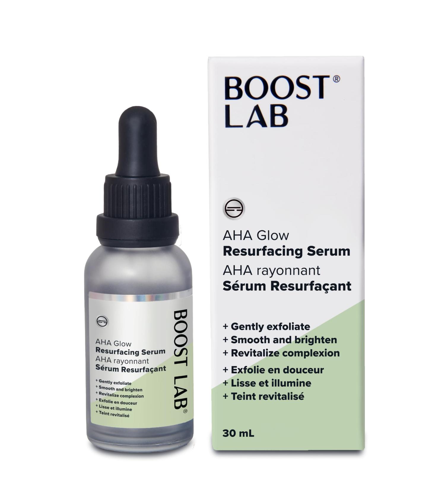 BOOST LAB | AHA Glow Resurfacing Serum | Gently Exfoliate Smoothes and Brightens to Revitalize Complexion | 30ml - Buy Online on GoSupps.com