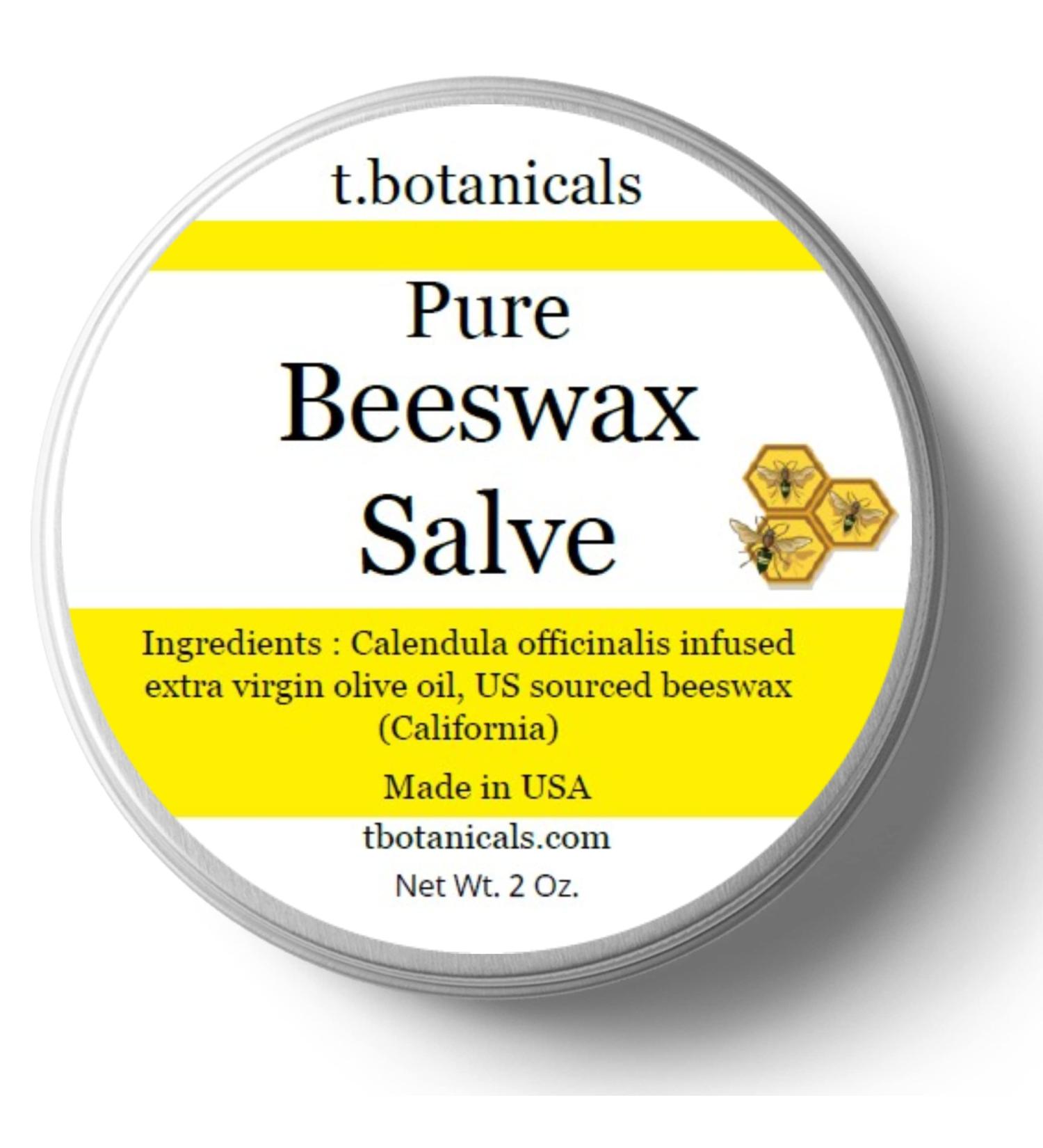Pure Beeswax Cream with Calendula Oil Hand and Body Salve Balm for Eczema Psoriasis Diaper Rash Sunburns Cuts Scrapes Relief Natural Ingredients Healing Skin Made by t.Botanicals 4 Ounce
