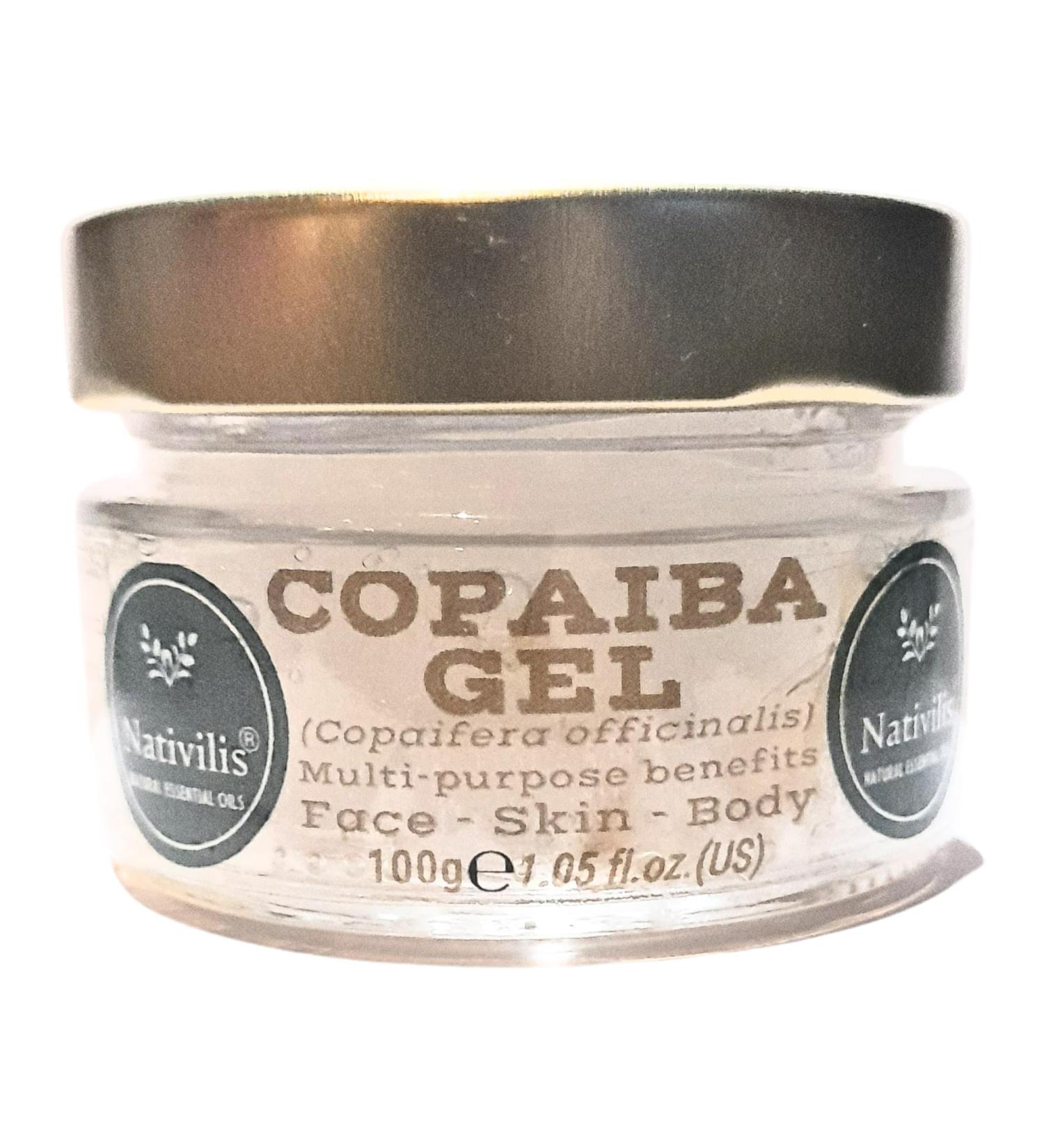 Nativilis Copaiba Gel Copaifera officinalis Multipurpose Natural Gel Face Skin Body Moisturizing Antiaging Melasma Inflammation Dermatitis Relieve Sore Muscles Joint Pains Circulation Varicose Veins - Buy Online on GoSupps.com