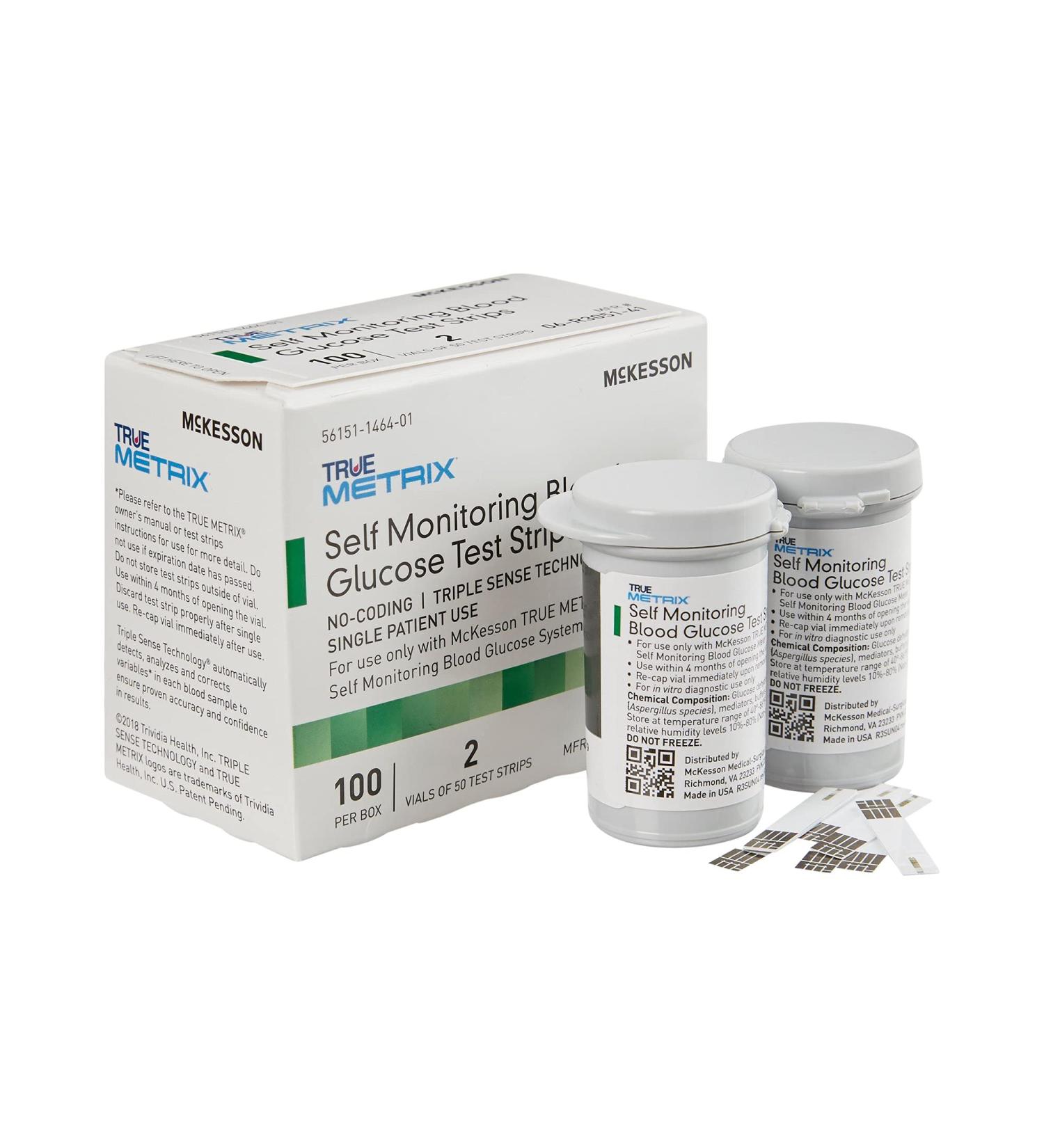 McKesson TRUE METRIX Blood Glucose Test Strips - 100 Strips (1 Pack, 2 Vials) - Buy Online on GoSupps.com
