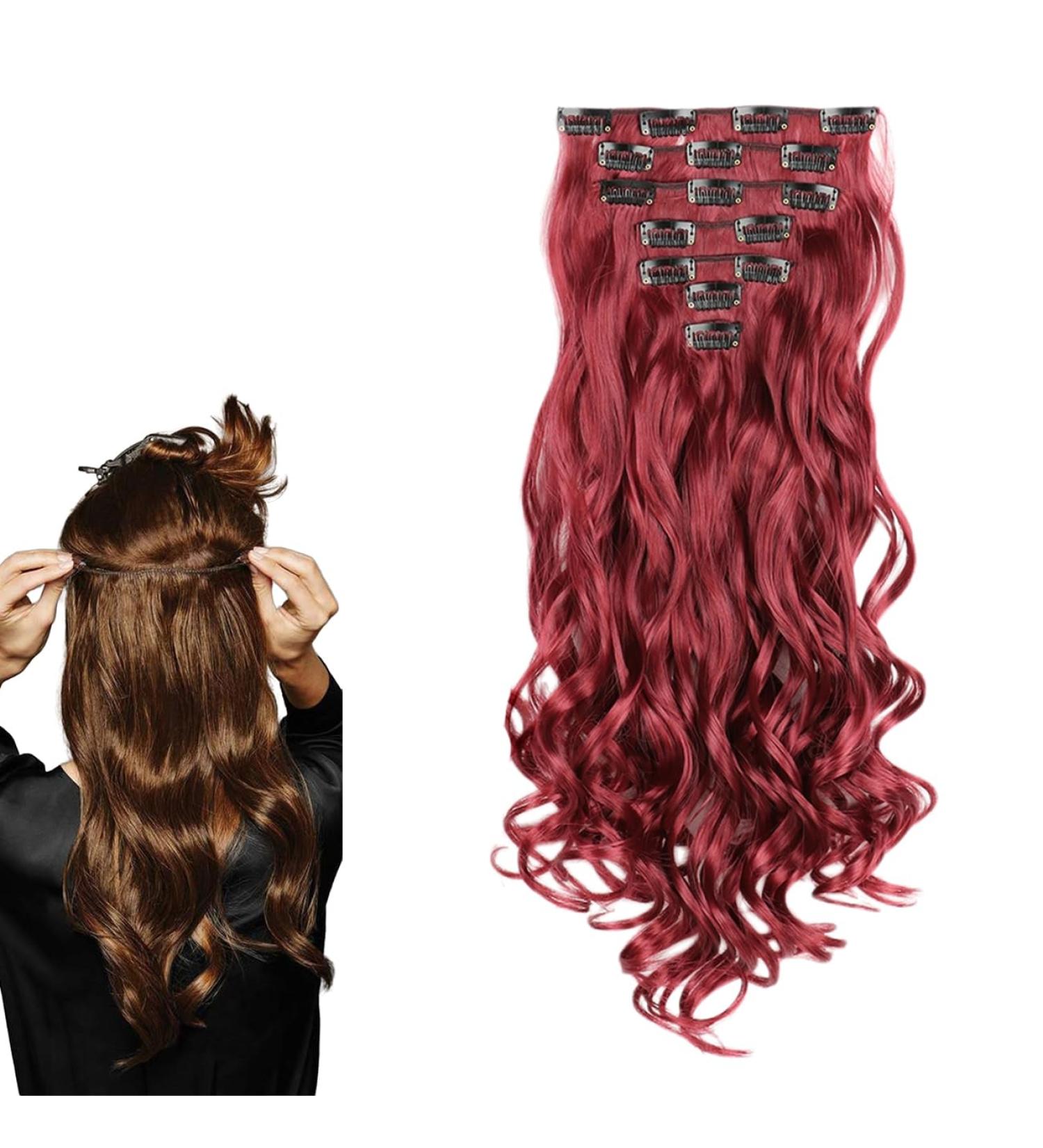 prinfantasy Clip In Extensions Hair Extension Hairpiece Voluminous Wavy Intense Red Hair Extensions MW101 GBMW101 22 inch - Buy Online on GoSupps.com