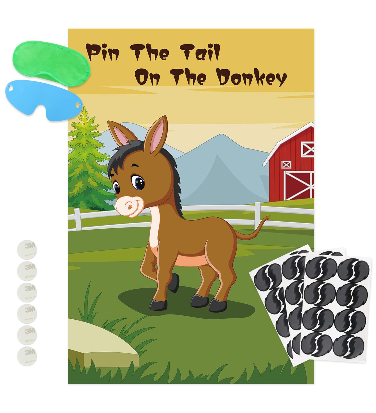 Waenerec Pin The Tail on The Donkey Game with 48 Tails Stickers - Kids Birthday & Carnival Party Decorations - Buy Online on GoSupps.com
