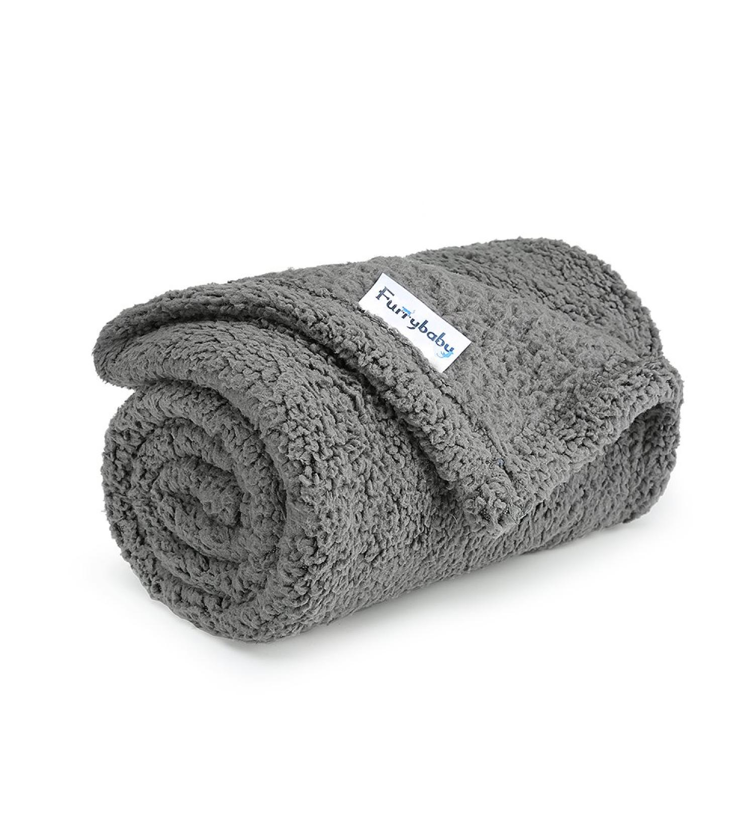 Furrybaby Premium Fluffy Fleece Dog Blanket - Soft & Warm Pet Throw for Dogs & Cats | Small 24x32 Grey Blanket - Buy Online on GoSupps.com