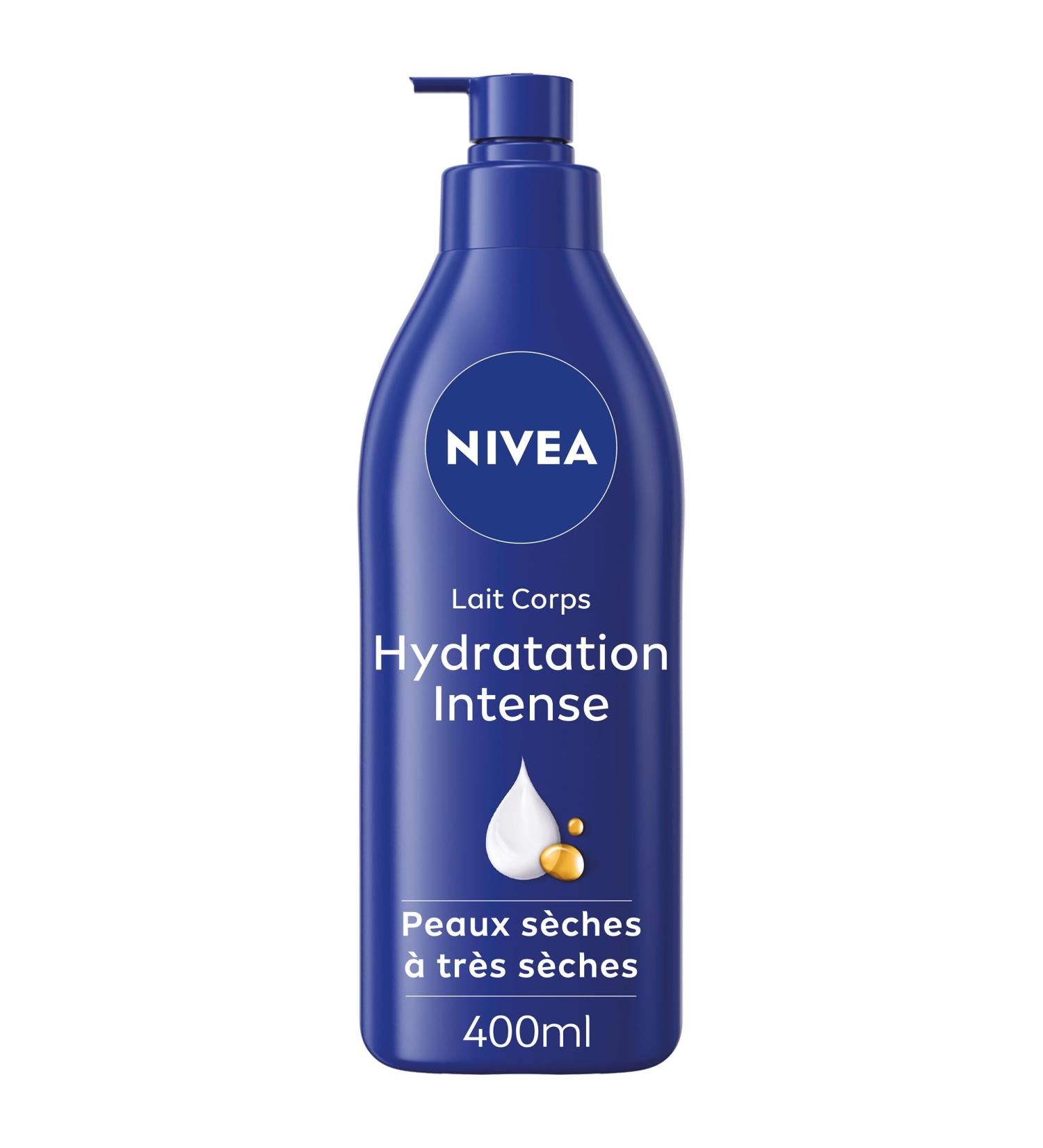 NIVEA Lait corps Hydratation Intense 72H (1 x 400 ml) Lait Nourrissant l'Acide Hyaluronique pur & Huile d'Amande Douce Cr me hydratante corps pour peaux s ches tr s s ches 400 ml (Lot de 1) - Buy Online on GoSupps.com