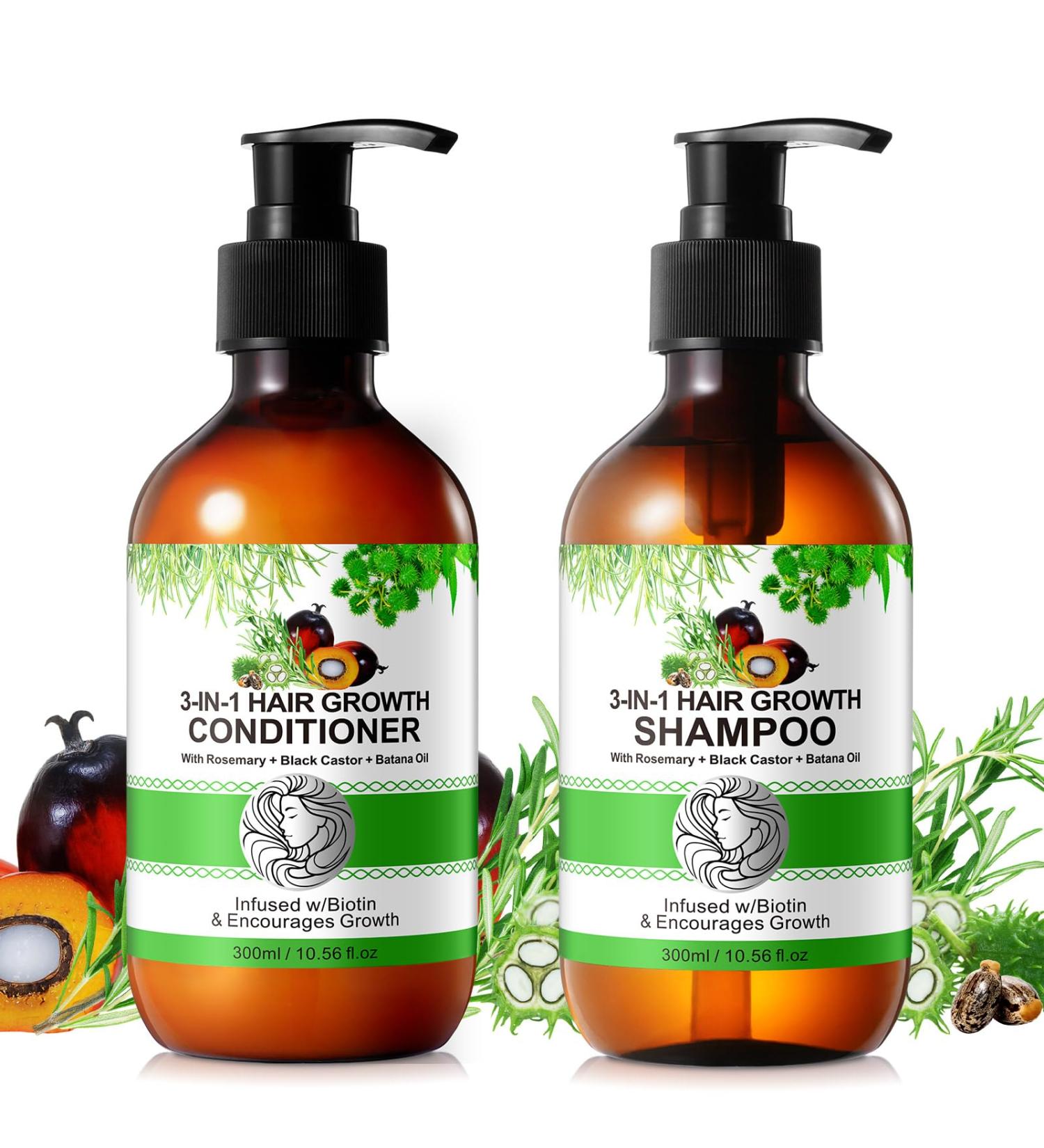 3 in 1 Shampoo and Conditioner with Biotin Rosemary Oil Black Castor Oil and Batana 2 x 10.56 fl oz Shampoos and Conditioners to Strengthen and Restore Brittle Hair (#3) - Buy Online on GoSupps.com