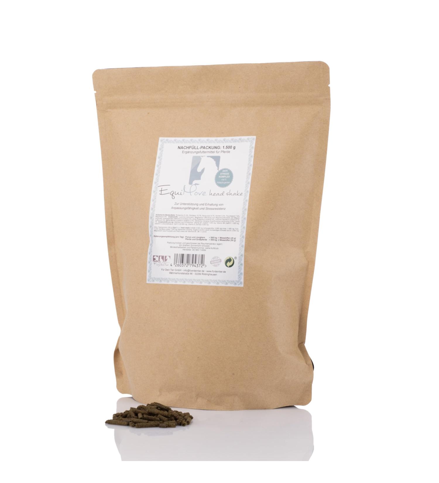 EquiMove Head Shake (1.5 kg) Horse Food Supplement with Adaptogens for Stress and Undesirable Behavior (Bag) - Buy Online on GoSupps.com