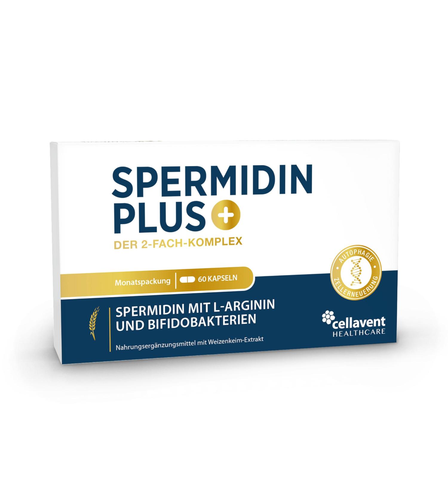 Spermidine Capsules with Wheat Germ Extract L-Arginine & Bifidobacteria Boost Your Body's Spermidine Synthesis Monthly Pack of 60 - Buy Online on GoSupps.com