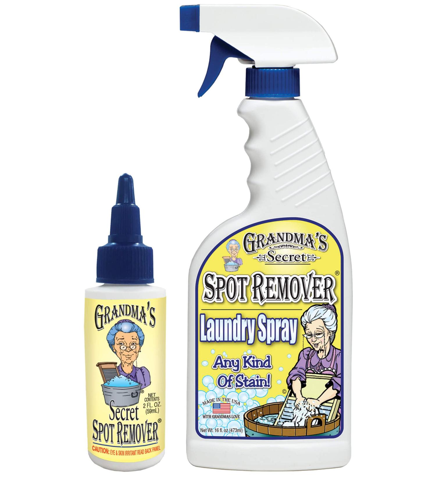 Grandma's Secret Spot Remover Laundry Spray - Chlorine Bleach-Free Stain Remover - Fabric Stain Remover for Clothes - 16 oz & 2 oz Combo Pack - Buy Online on GoSupps.com