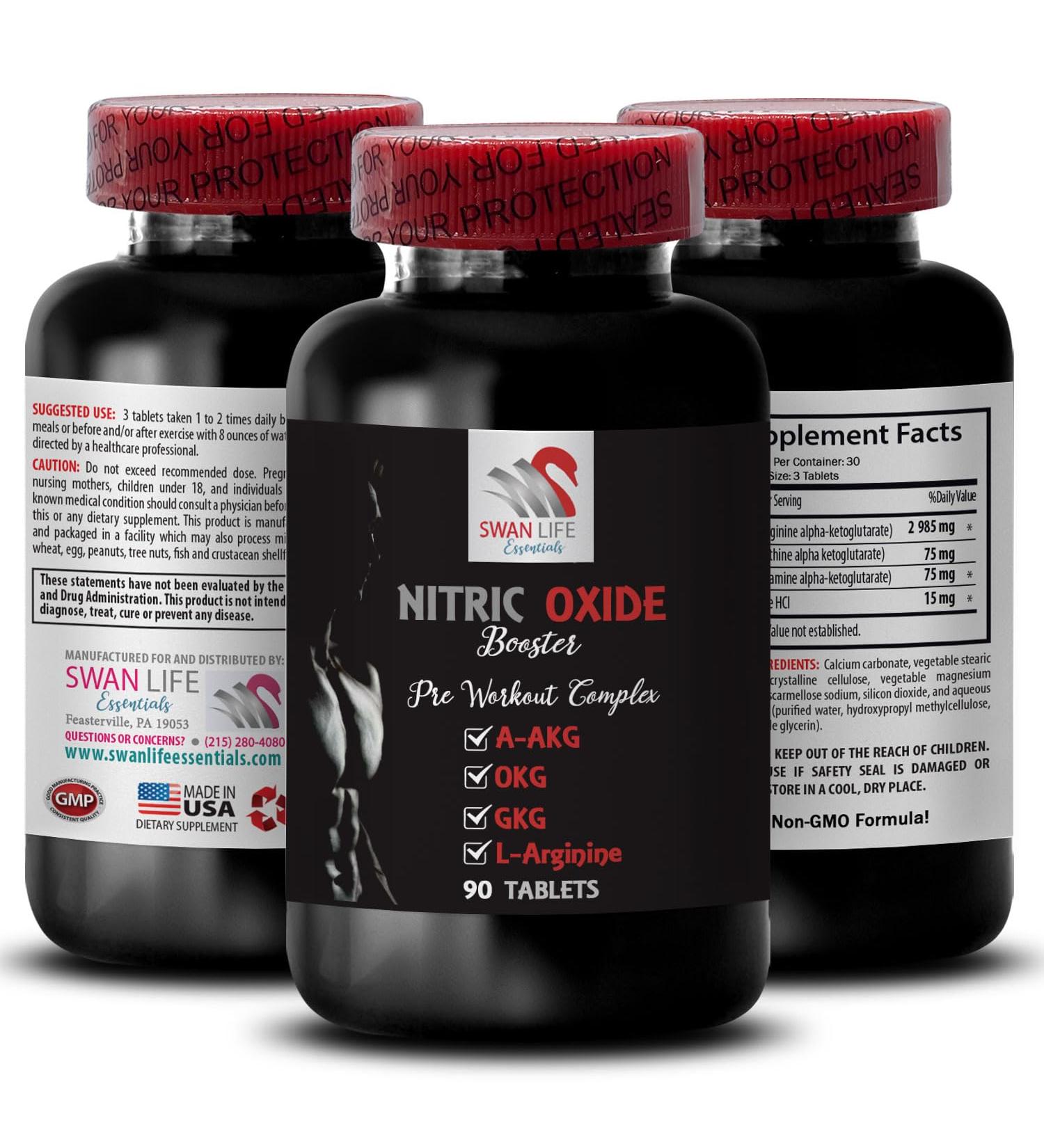 Exercise - NITRIC OXIDE BOOSTER - Endurance training Strength training Muscle pump Exercise boost Exercise Energy supplement Fitness support Nitric oxide L-Arginine A-AKG 1 Bottle 90 Tablets - Buy Online on GoSupps.com