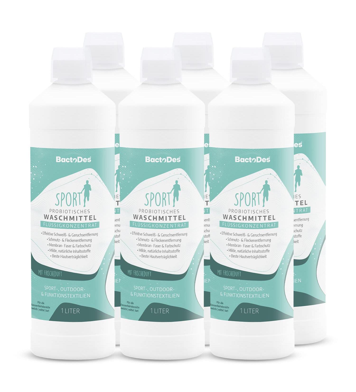BACTODES Bwash Sports Detergent 6x1L | Probiotic Liquid Detergent for Sports Clothing | Fresh Fragrance for Outdoor & Functional Gear - Buy Online on GoSupps.com
