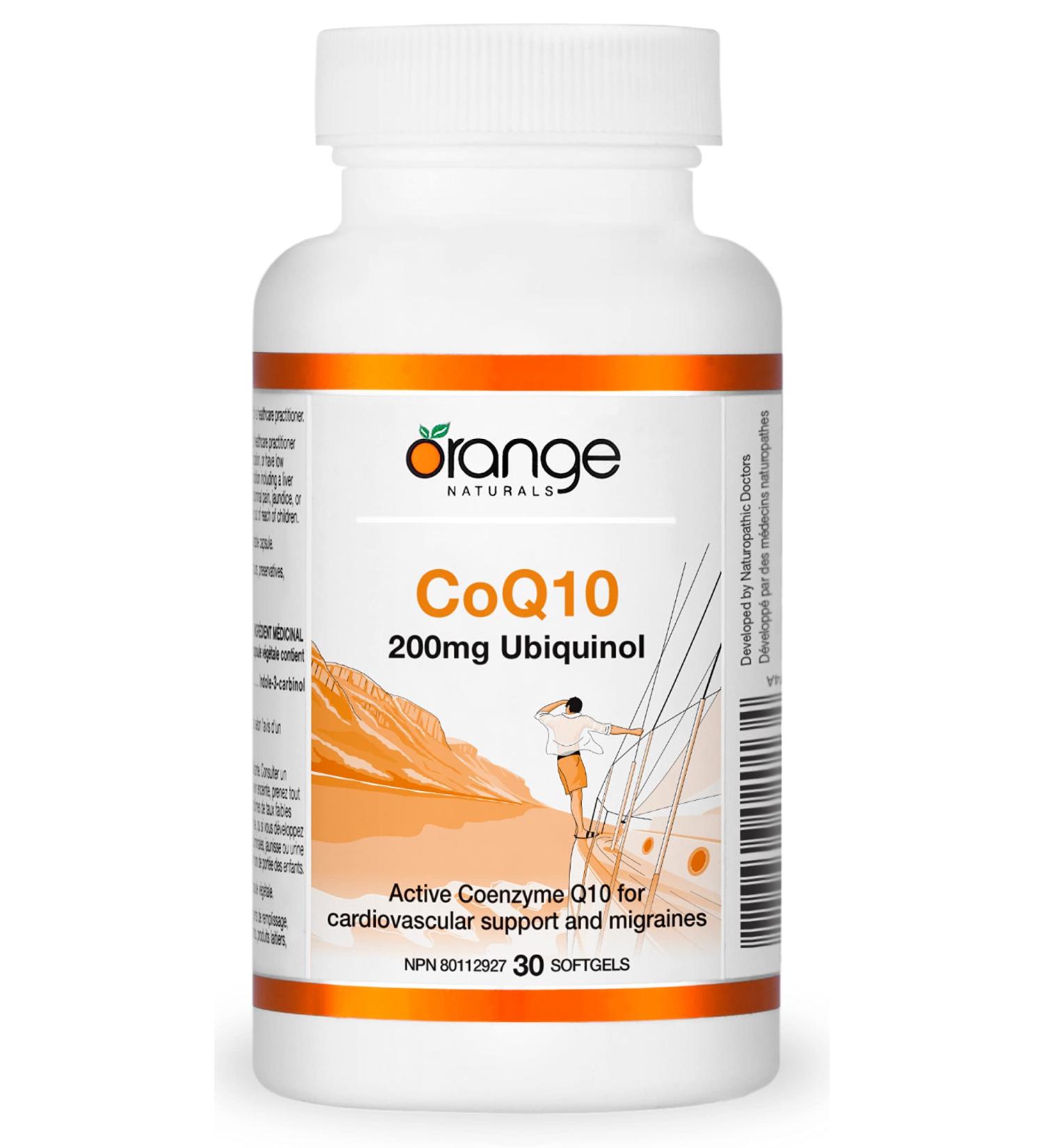 Orange Naturals - CoQ10 200mg Ubiquinol 30 Softgels - Helps to Maintain and Support Cardiovascular Health - Helps to Reduce the Frequency of Migraine Headaches 200 mg - Buy Online on GoSupps.com