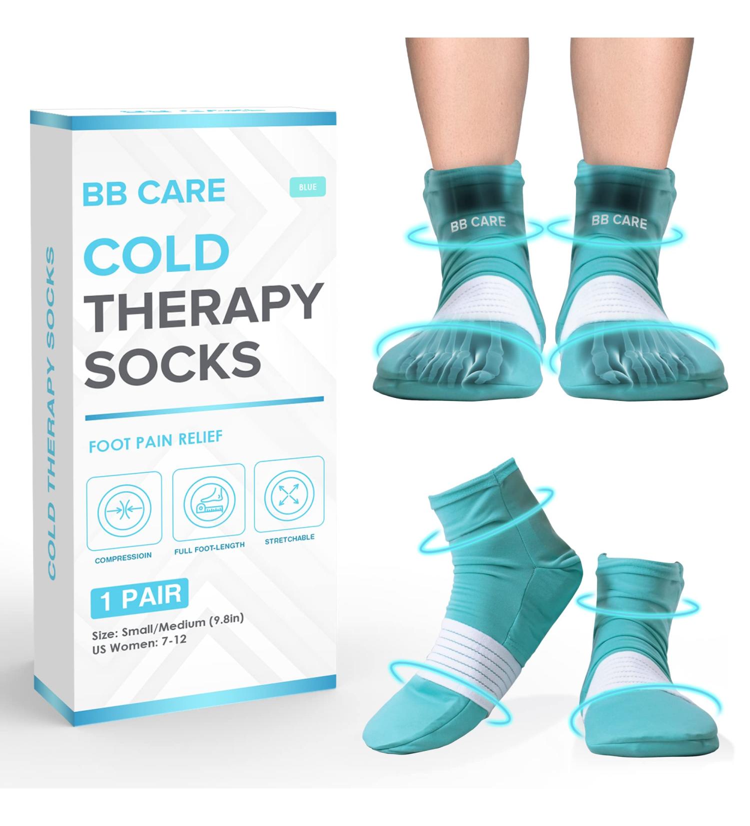 BB CARE Cold Therapy Socks - Reusable Cooling Ice Socks for Hot Feet and Foot Pain Relief - Blue Medium 9.8 Inch - Buy Online on GoSupps.com