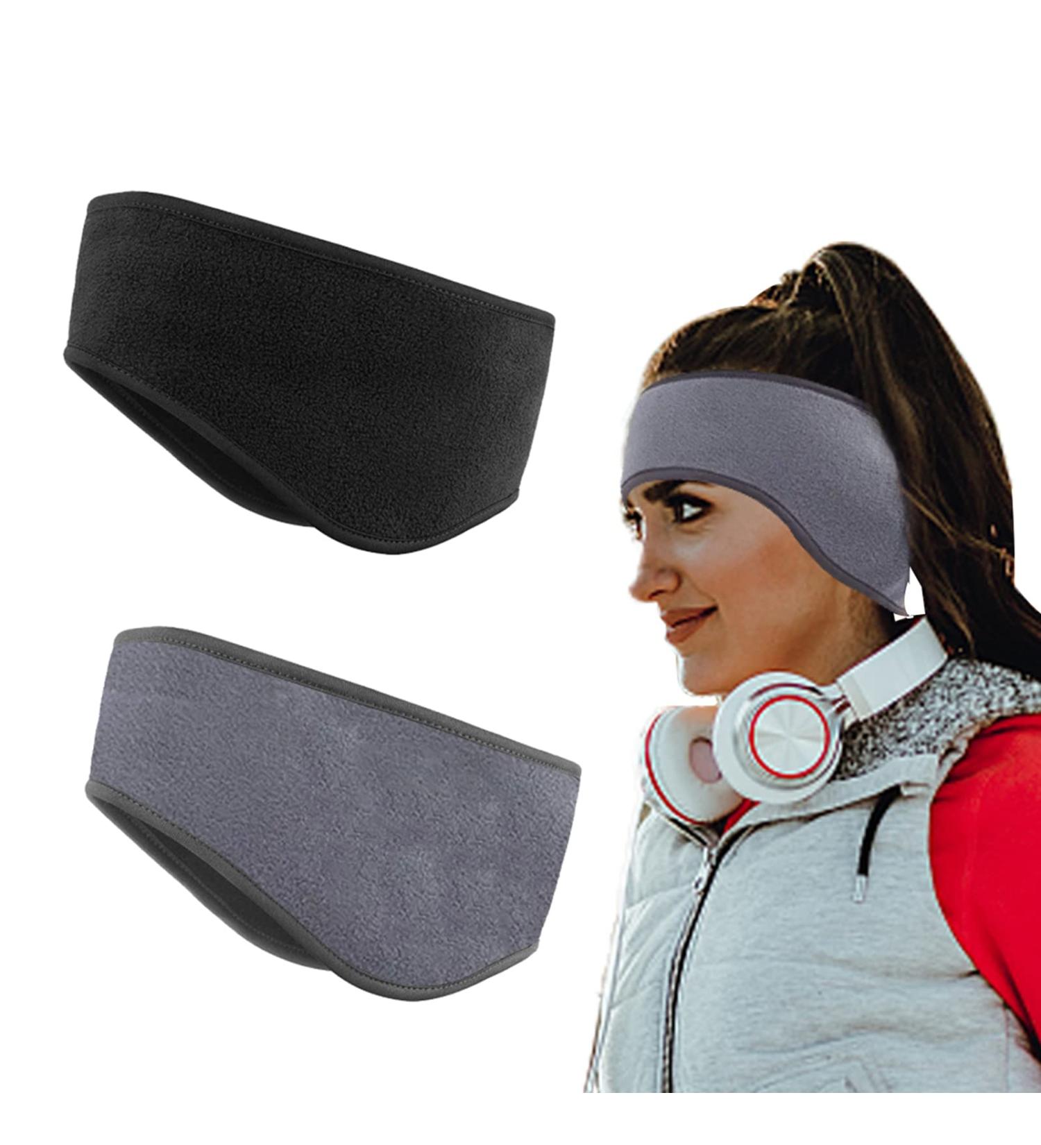 KUTOLAKI Ear Warmers Headband 2 Pack - Fleece Earbands for Running, Hiking, Riding - Moisture Wicking, Stay Warm - Black & Gray - Buy Online on GoSupps.com