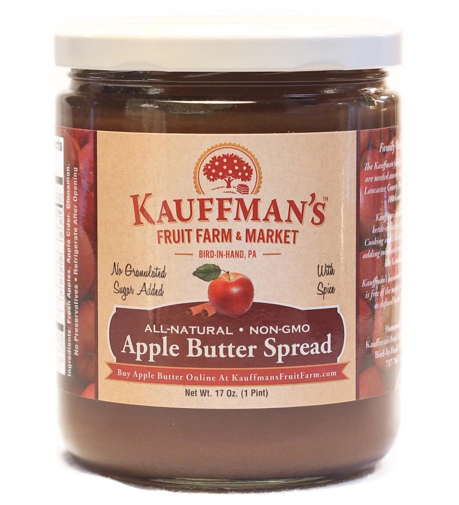 Kauffman's Fruit Farm Spiced Apple Butter - Homemade, No Sugar Added, Kosher, Non-GMO, Gluten Free - Ideal for Baking, Spreading, or BBQ Sauce! (Pack of 2) - Buy Online on GoSupps.com