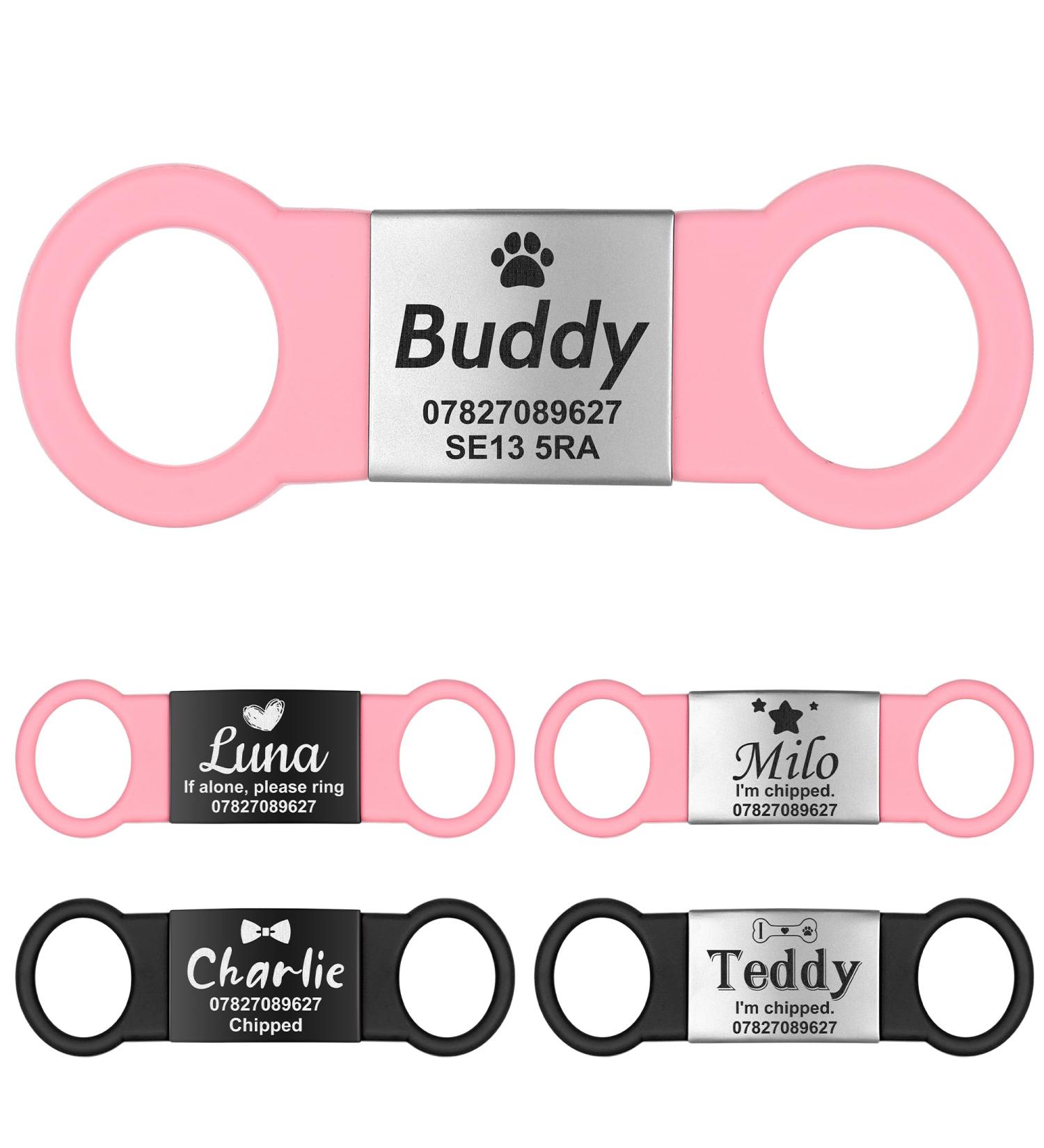 Personalized Gisurey Dog ID Tag - Engraved Stainless Steel Durable & Easy to Read - Silent Slide-On Design for Dogs & Cats - PS-S Size - Buy Online on GoSupps.com