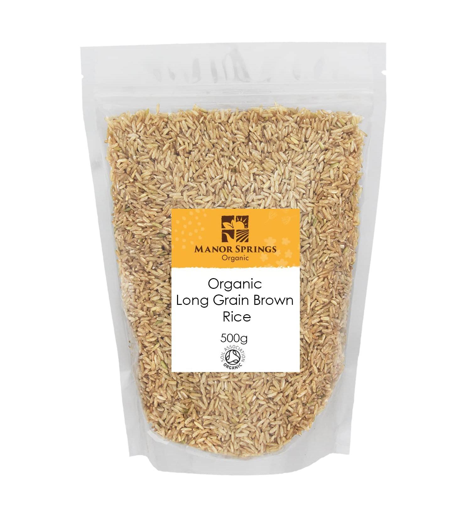 Organic Long Grain Brown Rice 500g by Manor Springs Organic - Buy Online on GoSupps.com