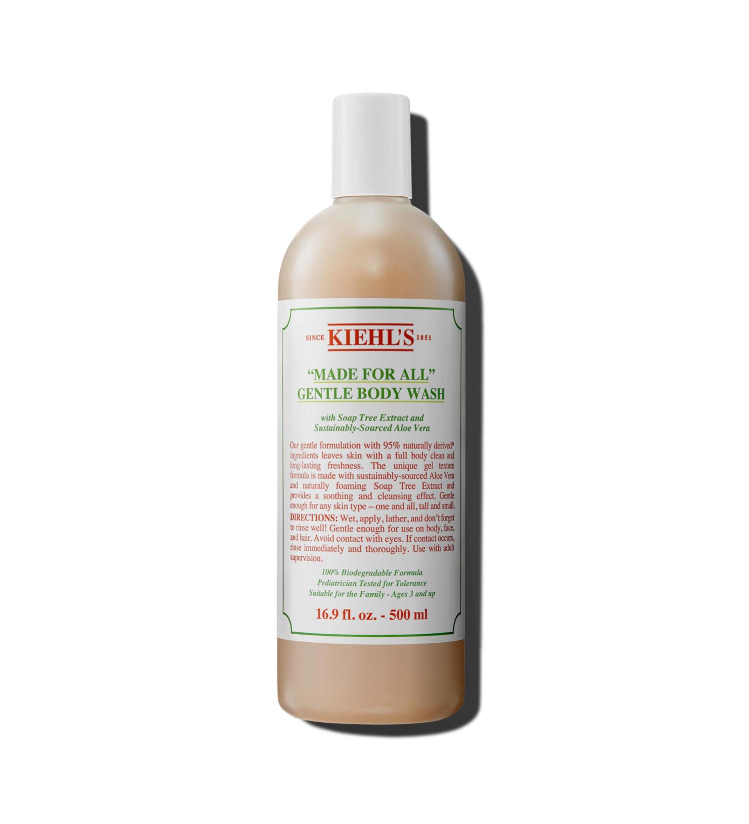 Kiehl's Made for All Gentle Body Cleanser & Shower Gel - Aloe Vera Dermatologist-Tested Family-Safe All Skin Types - 16.9 fl oz - Buy Online on GoSupps.com