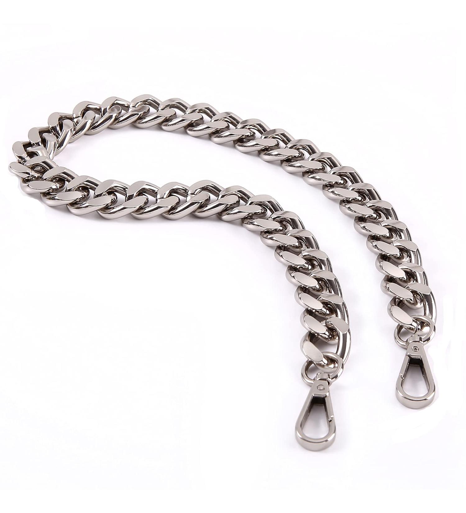 25 Inch Trendy Chunky Metal Chain Purse Handles Shoulder Strap Replacement for Handbag (Silver) - Buy Online on GoSupps.com