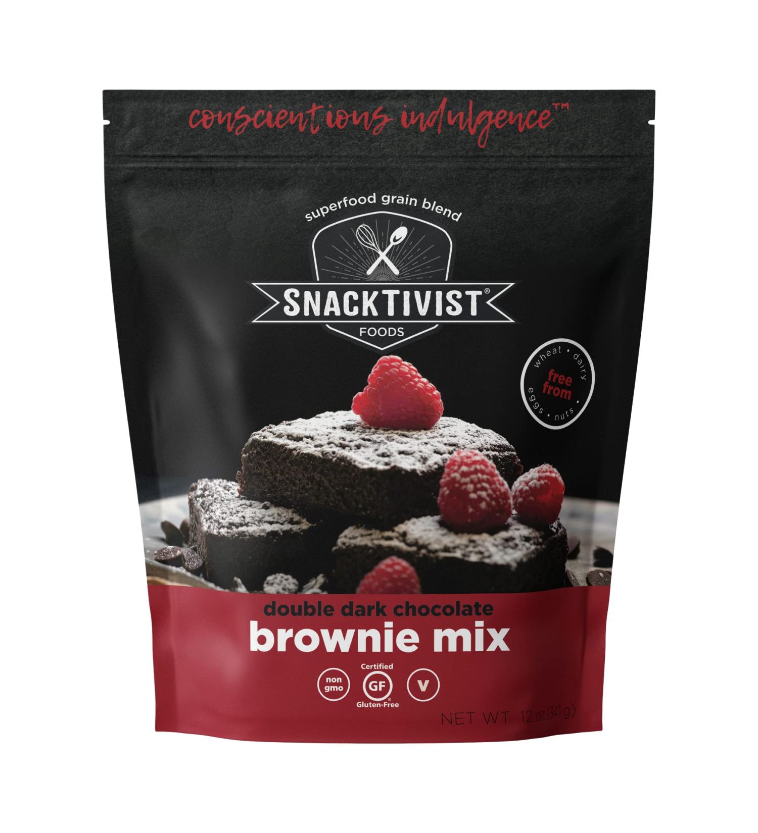 Snacktivist Gluten-Free Brownie Baking Mix - Vegan, Egg-Free, Dairy-Free, Non-GMO - 12 oz (1 Pack) - Buy Online on GoSupps.com