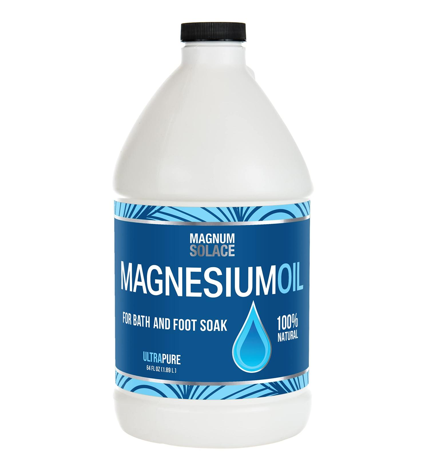 Pure Magnesium Oil 64 oz - Use with Bath Flakes or Refill Spray - Bulk Size for Soothing Soaks - 1 Pack - Buy Online on GoSupps.com