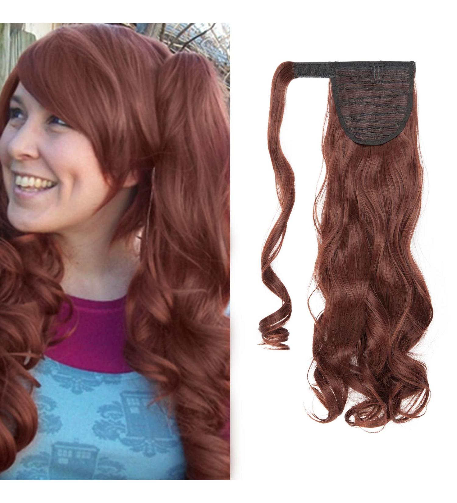 SEGO 17" Inch Wrap Around Ponytail Hairpiece Clip In Hair Extensions - Dark Auburn - One Piece Ponytail Extension Curly Wavy - Buy Online on GoSupps.com