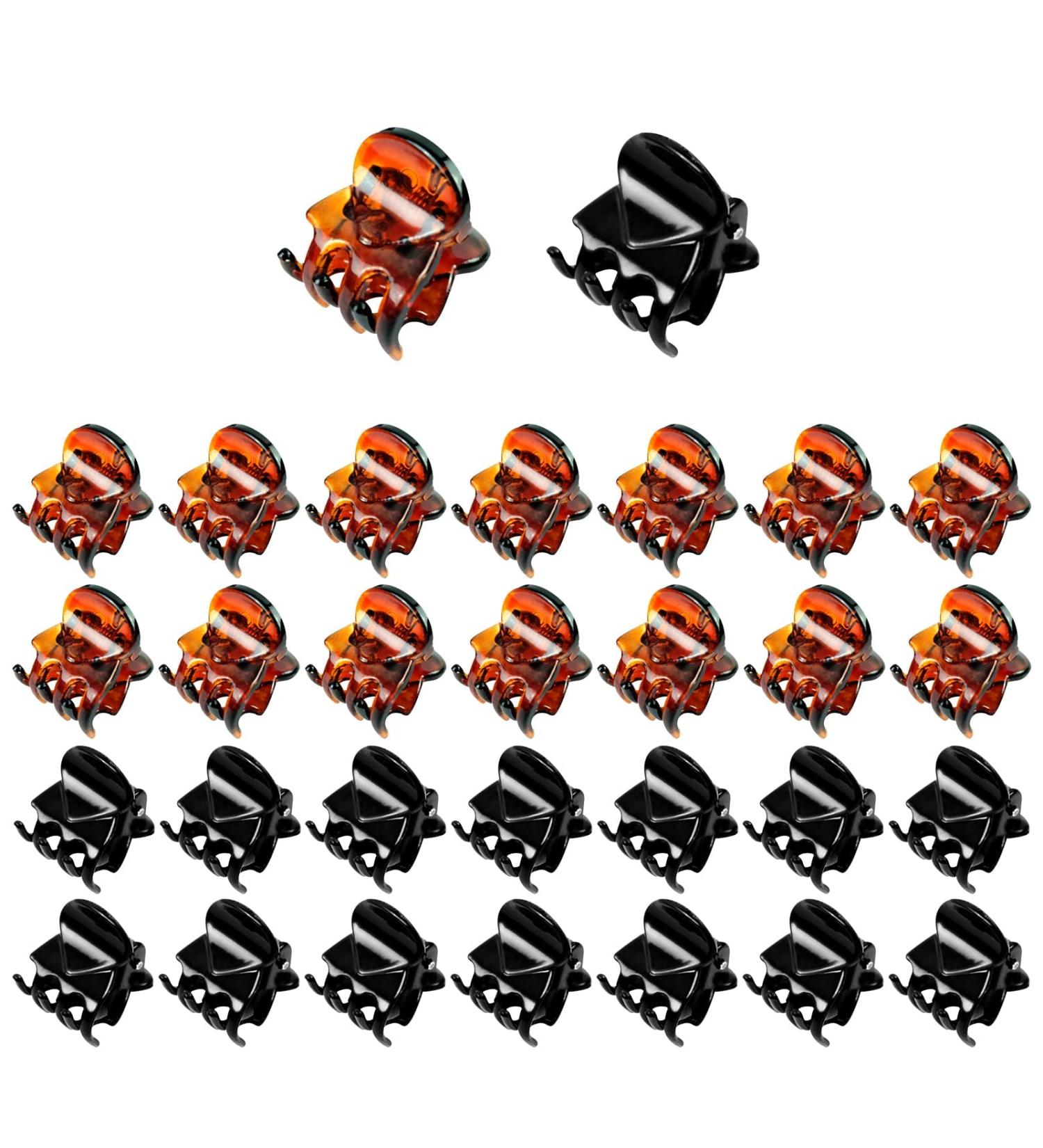 Hanyousheng Mini Claw Clips 30pcs - Non slip Small Hair Claw Clips for Girls and Women - Black and Brown - Includes Storage Bags - 30 Count - Buy Online on GoSupps.com