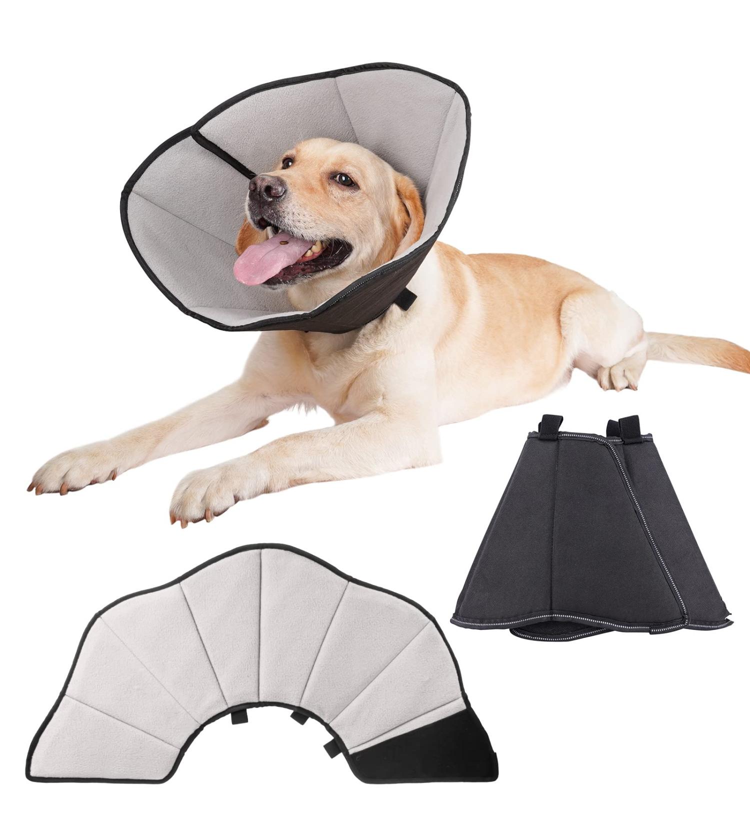 Roll Ruff Dog Leak Protection Collar - Adjustable Soft Protective Tape Breathable Neoprene for Ultimate Comfort - Black & Gray M Size - Buy Online on GoSupps.com