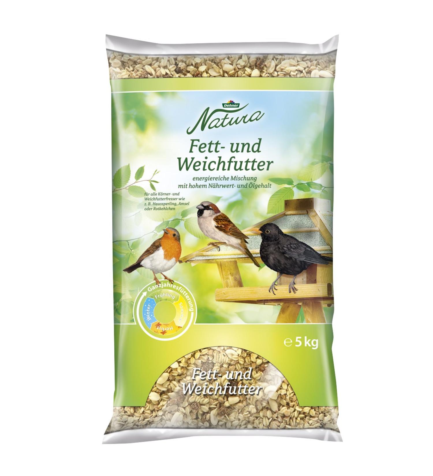 Buy Dehner Natura Wild Bird Feed - Nutritious Fat & Soft Food for Garden Birds - 5 kg Pack with Oats Wheat Flakes Peanuts & Raisins - International Shipping Available - Buy Online on GoSupps.com