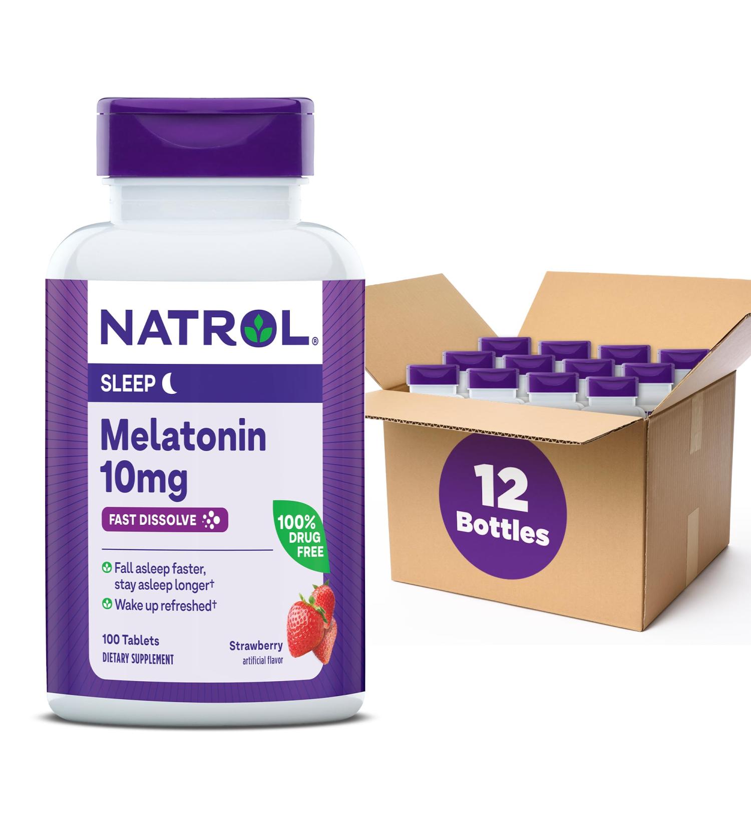 Natrol Fast Dissolve Melatonin 10 mg Melatonin Supplements for Restful Sleep Sleep Support for Adults 100 Strawberry-Flavored Melatonin Tablets Up to a 100 Day Supply - Buy Online on GoSupps.com