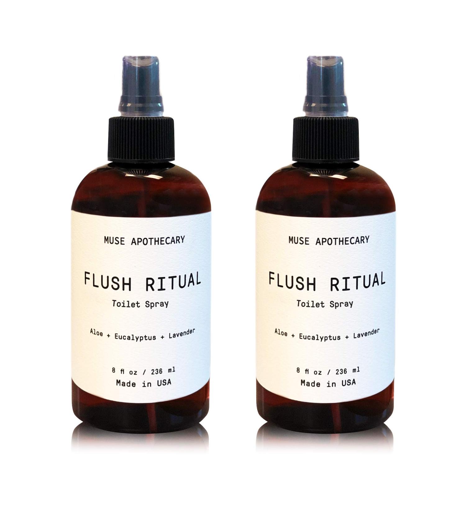 Muse Bath Apothecary Flush Ritual Toilet Spray 8oz - Aloe, Eucalyptus, Lavender | Natural Essential Oils | 2 Pack 8oz Aloe, Eucalyptus, Lavender - Use Before You Go - Buy Online on GoSupps.com