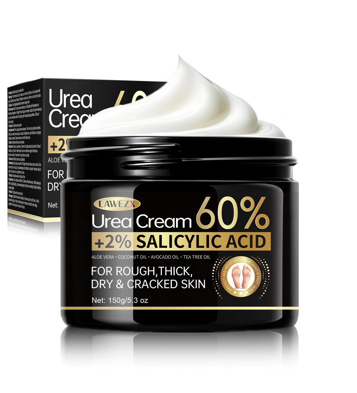 LASHHOME Urea Cr me 60 Procent voor Voeten en Handen LAWEZX 60 Urea Foot Cream Plus 2 Salicylic Acid Maximum Strength Moisturizer for Rough Dry Thick & Cracked Skin Callus Remover Deep Hydration 150g - Buy Online on GoSupps.com