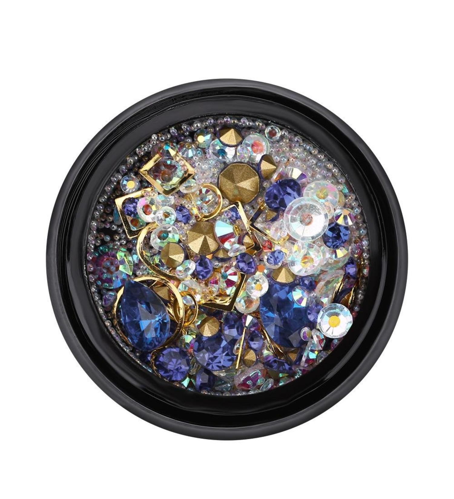Manicure Crystal Decoration Colorful Fake Pearl Gems Jewelry Bottom Nail Art Glitter Rhinestones Manicure DIY Decoration Accessories Multi-size (Blue) - Buy Online on GoSupps.com